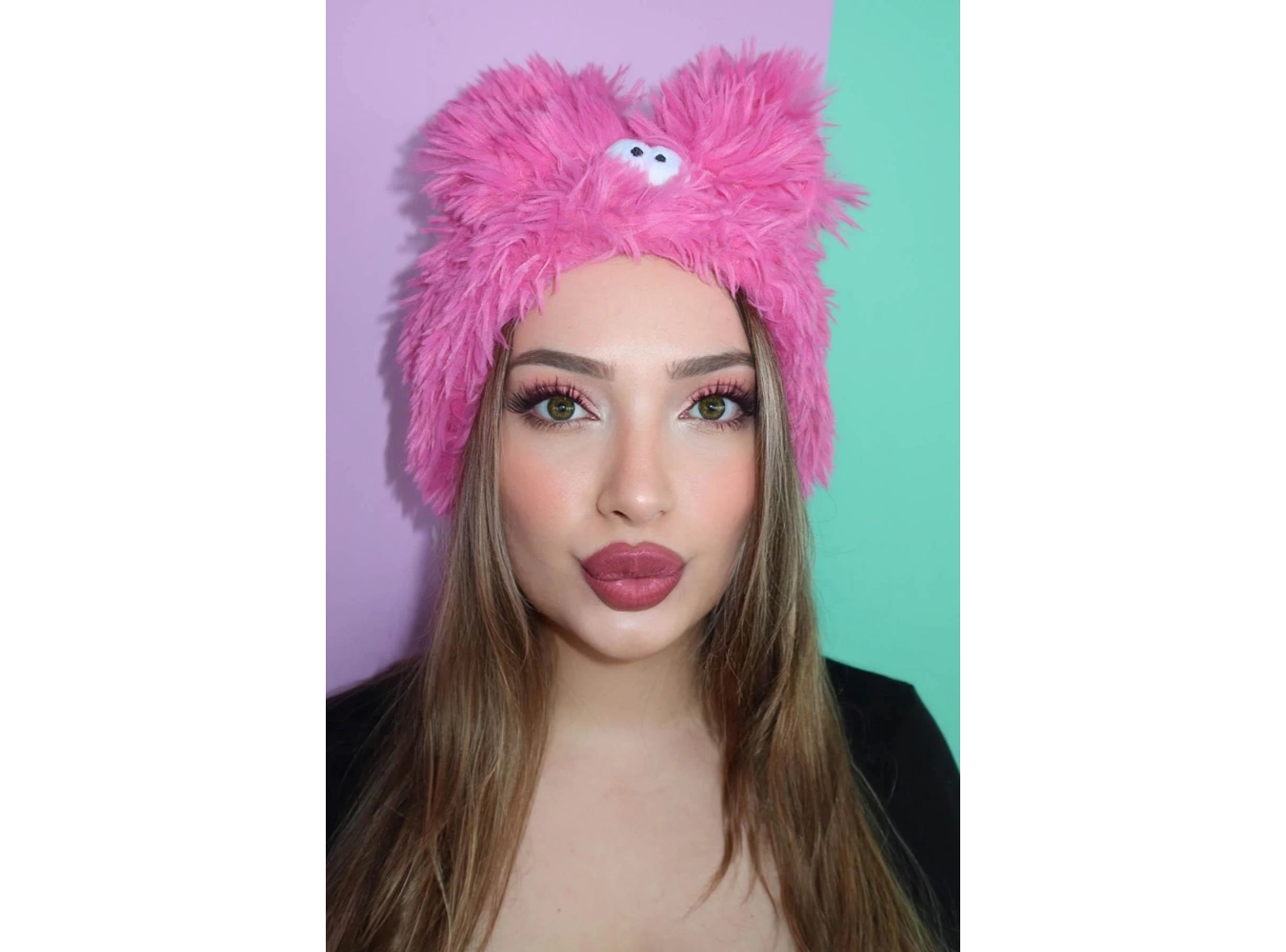 Fuşya Renk Canavar Figürlü Peluş Saç Bandı