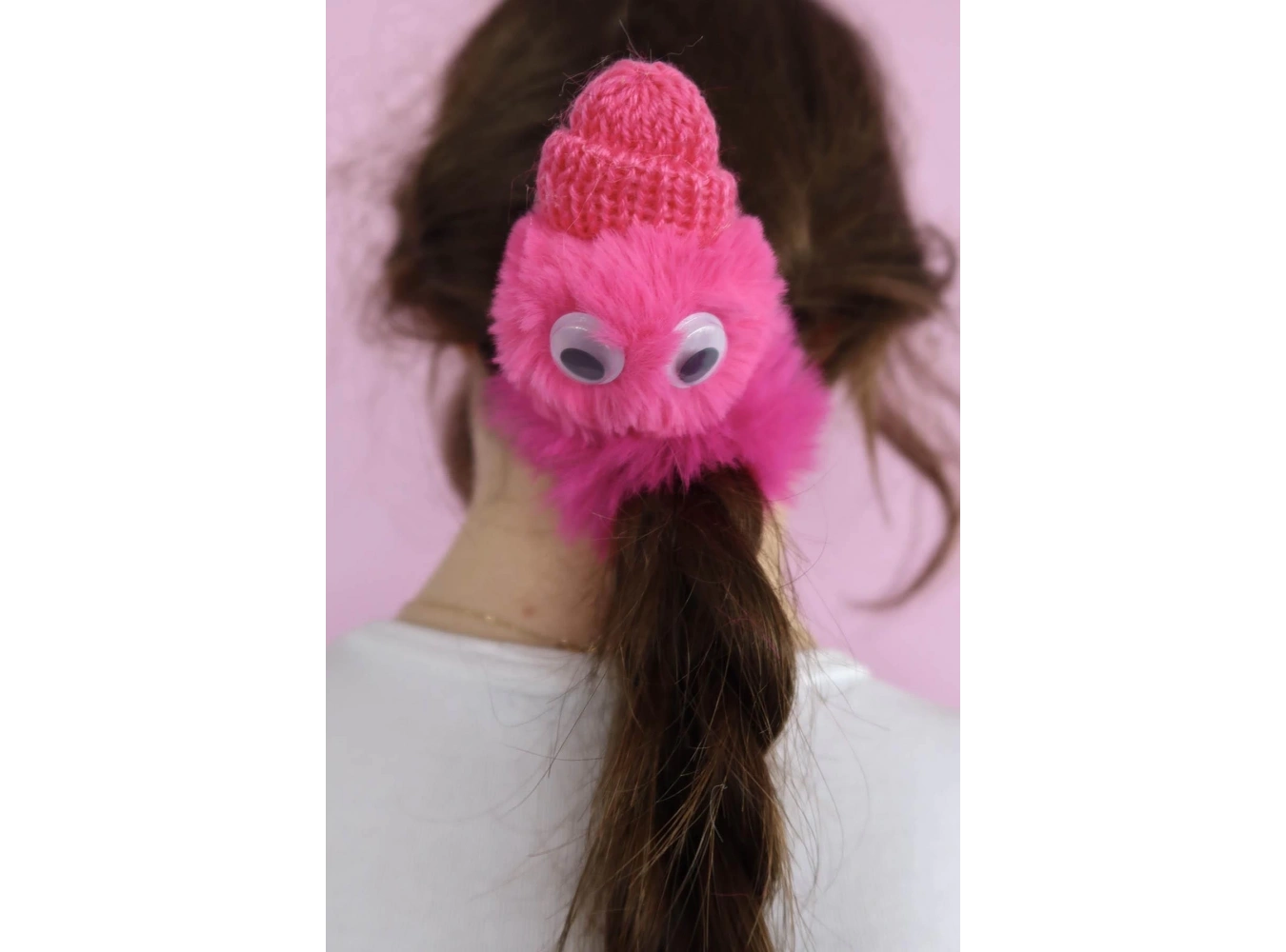 Fuşya Renk Canavar Figürlü Peluş Simit Toka