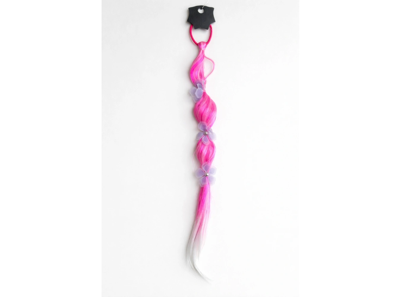 Fuşya Renk Çiçek Figürlü Saç Detaylı Lastik Toka