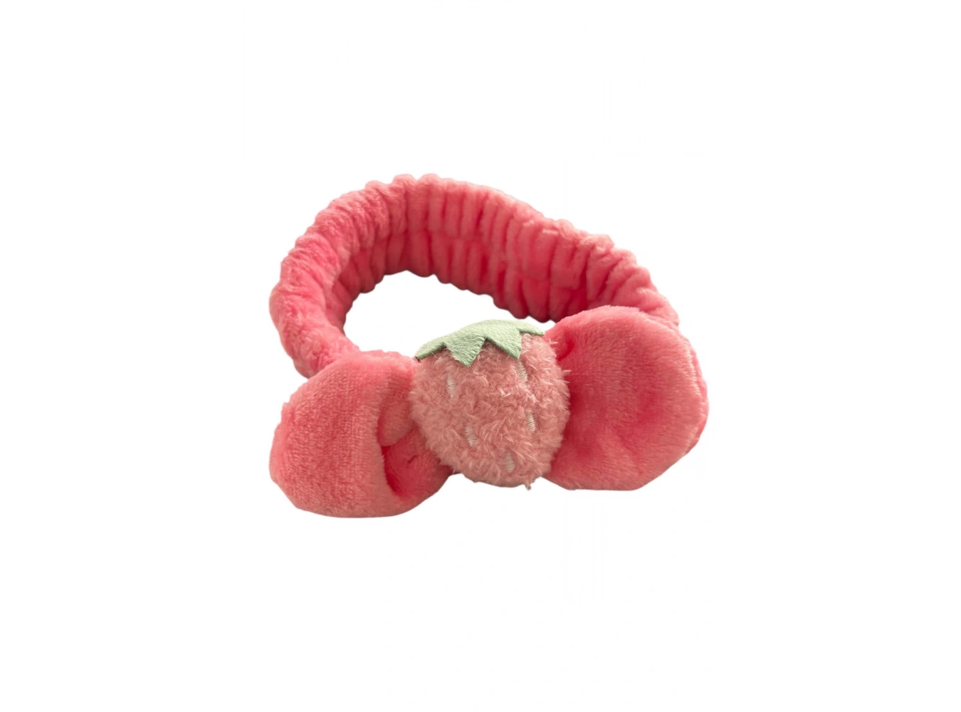 Fuşya Renk Çilek Figürlü Peluş Saç Bandı