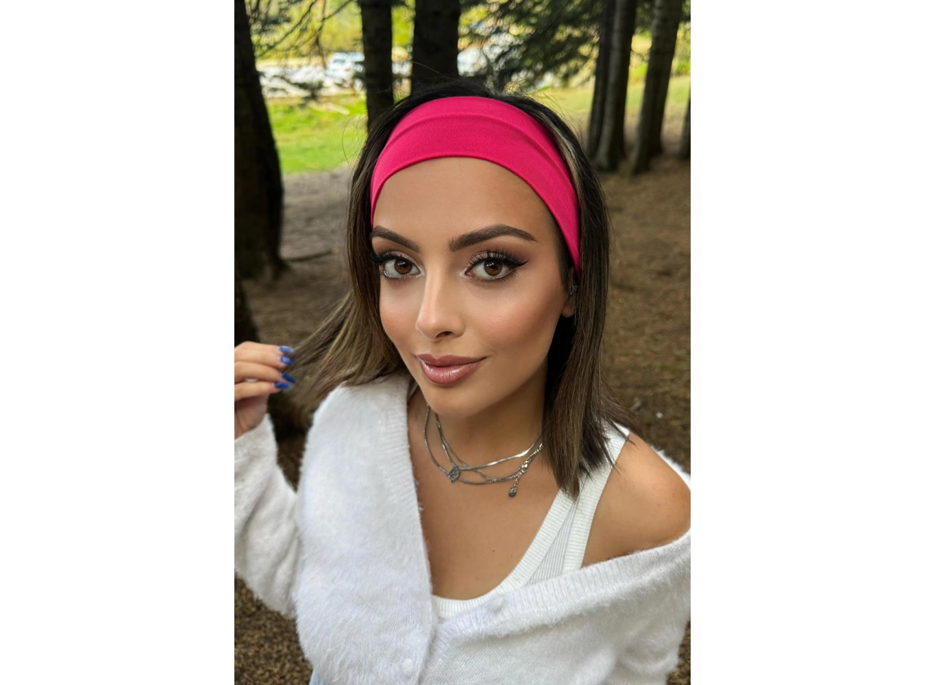 Fuşya Renk Geniş Saç Bandı