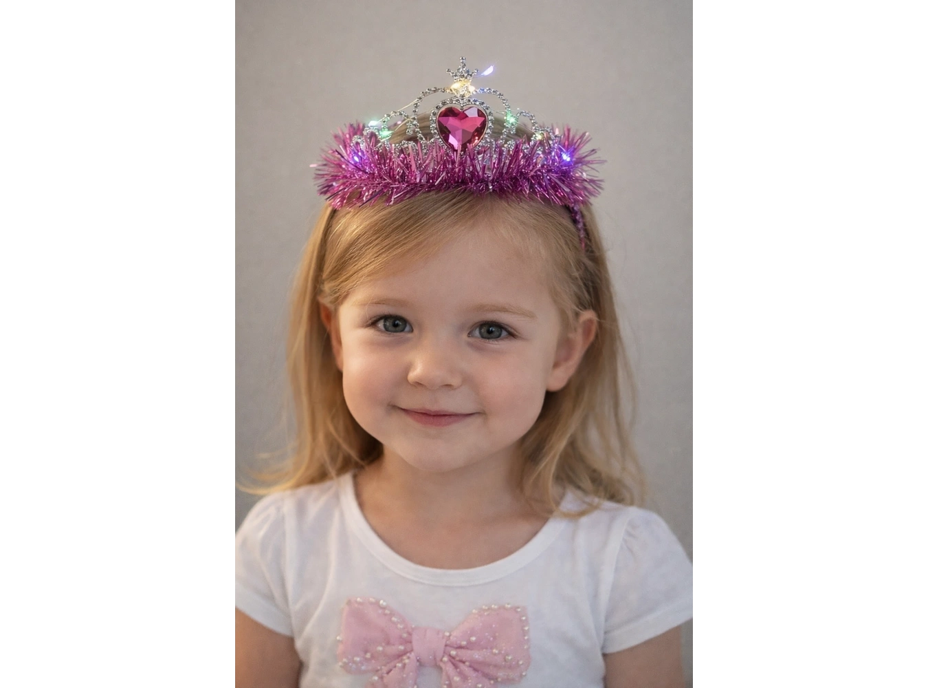 Fuşya Renk Kalp Figürlü Işıklı Prenses Çocuk Taç