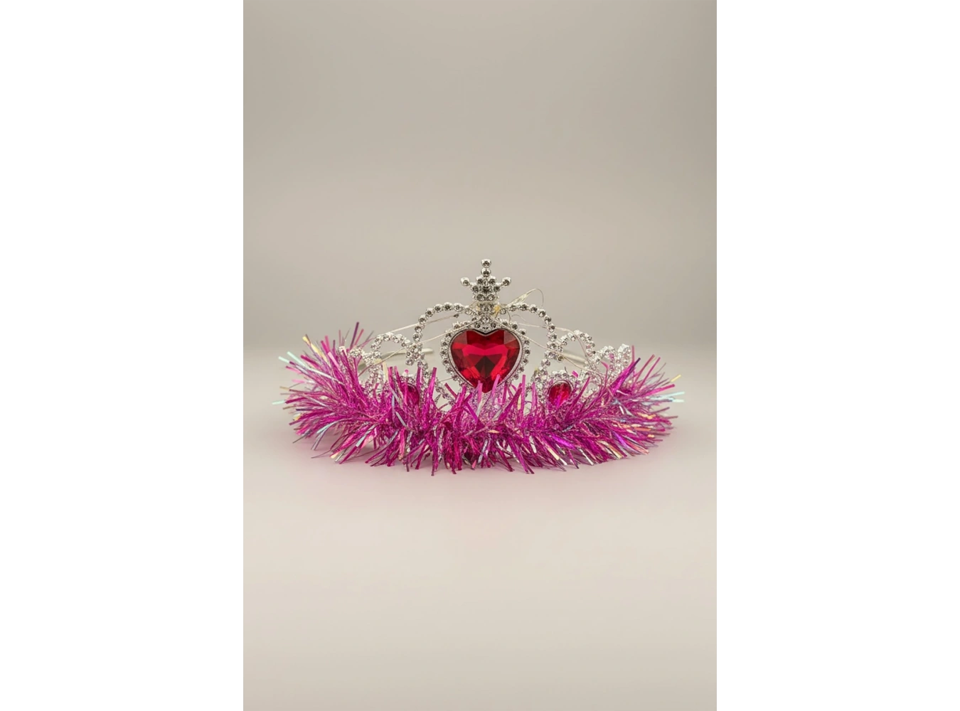 Fuşya Renk Kalp Figürlü Işıklı Prenses Çocuk Taç