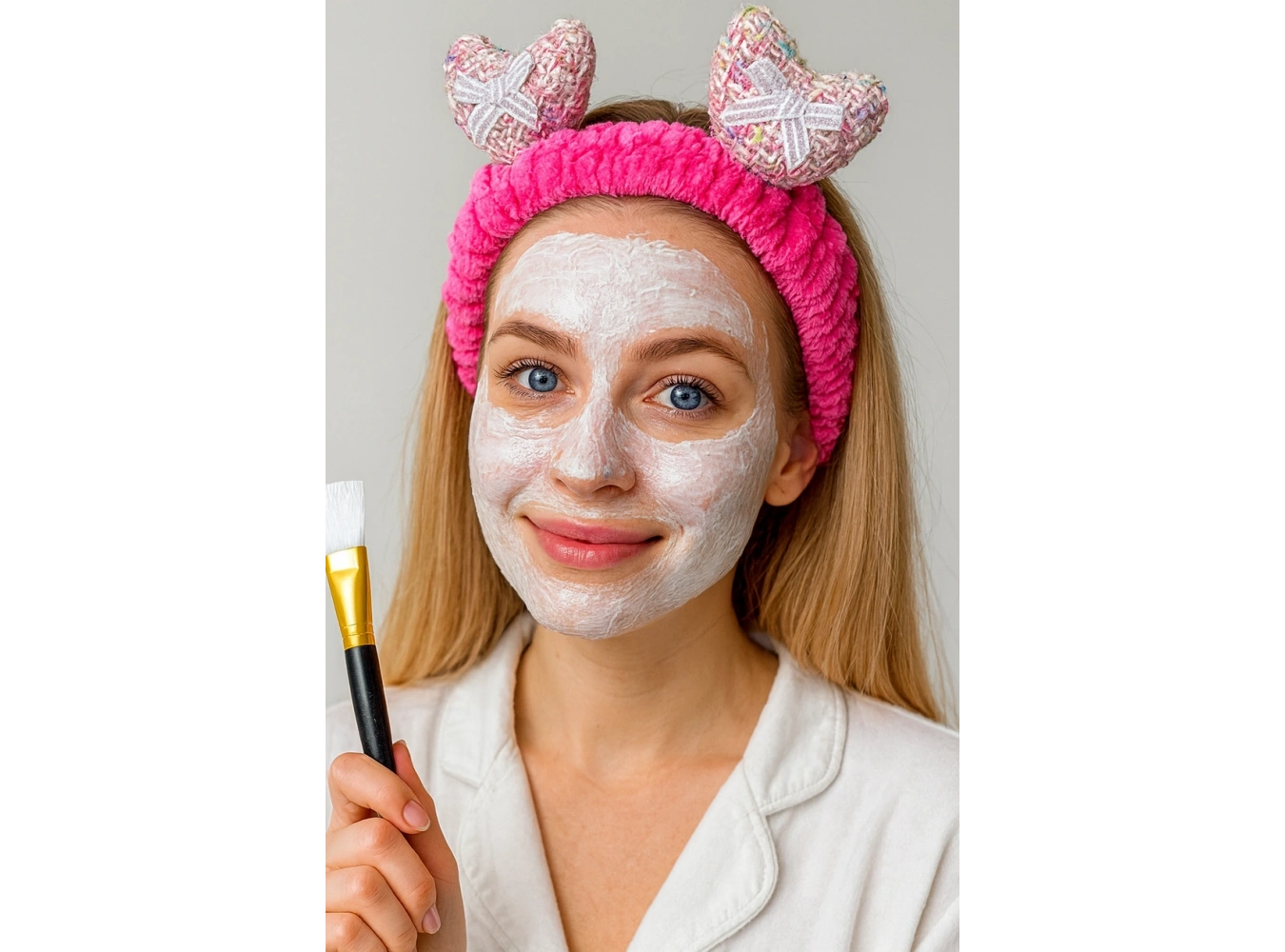 Fuşya Renk Kalp Figürlü Peluş Saç Bandı