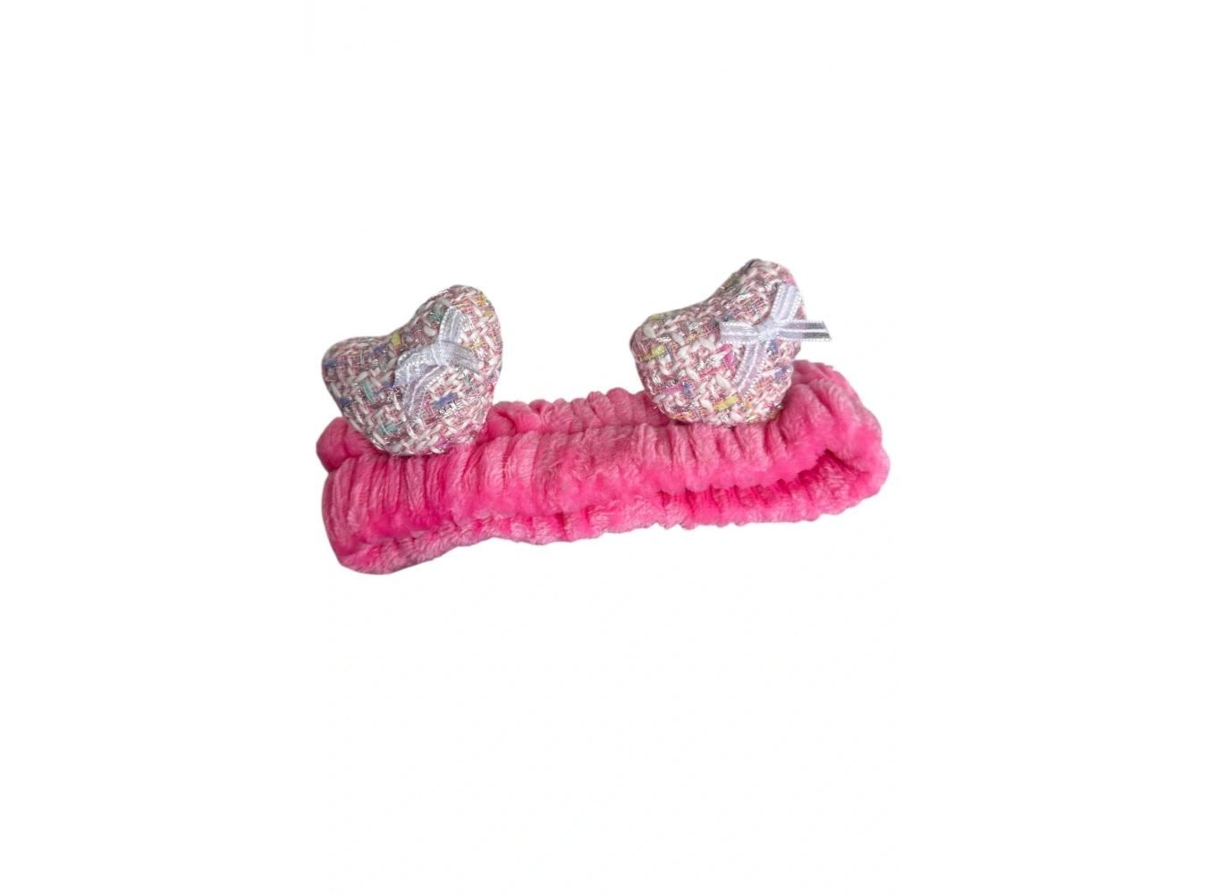 Fuşya Renk Kalp Figürlü Peluş Saç Bandı