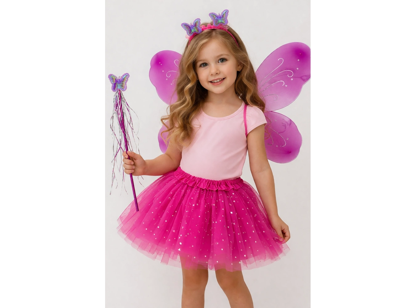 Fuşya Renk Kanat /Asa /Taç /Etek Set