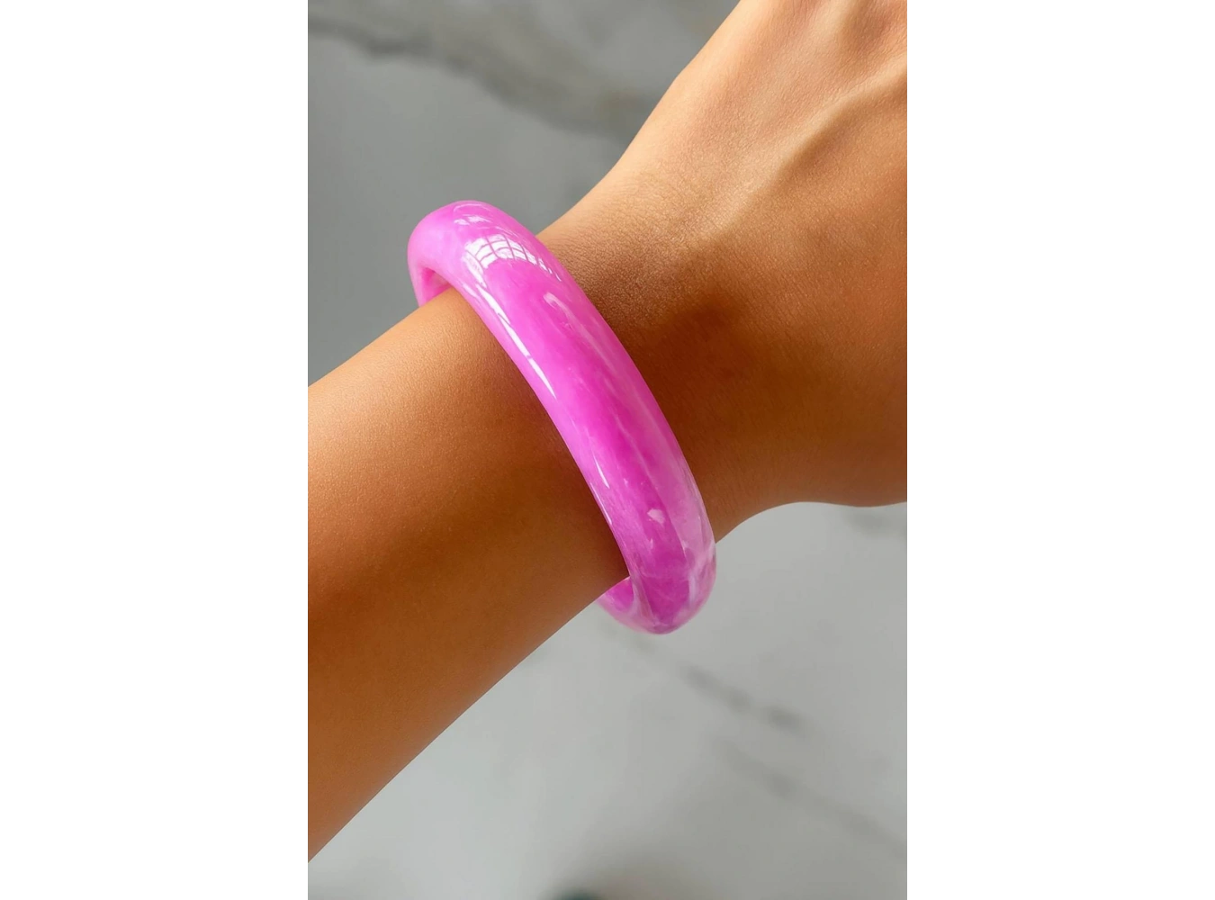 Fuşya Renk Kemik Mika Bileklik