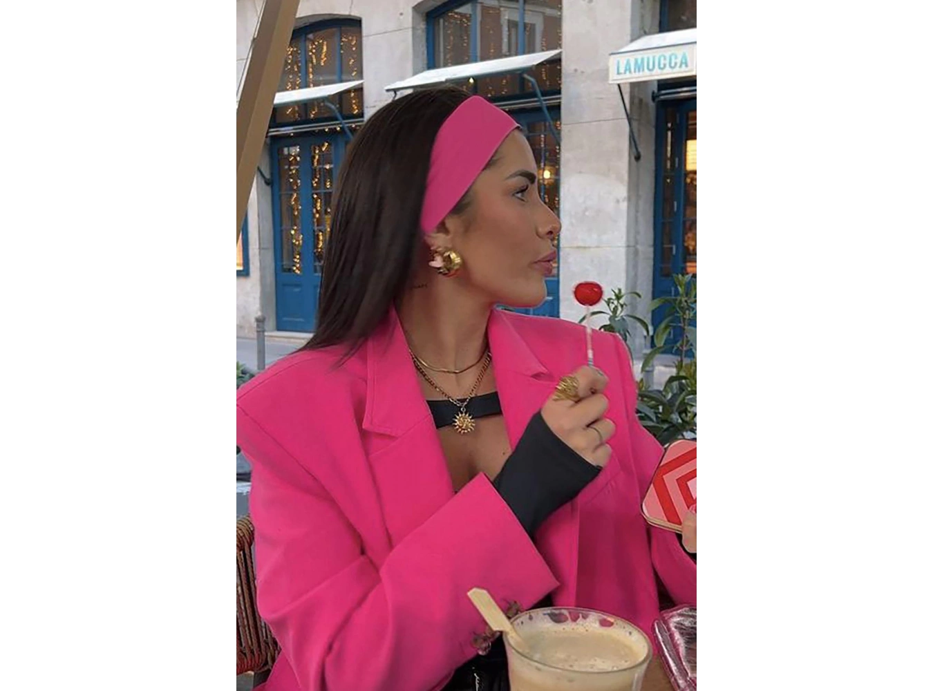 Fuşya Renk Orta Boy Saç Bandı