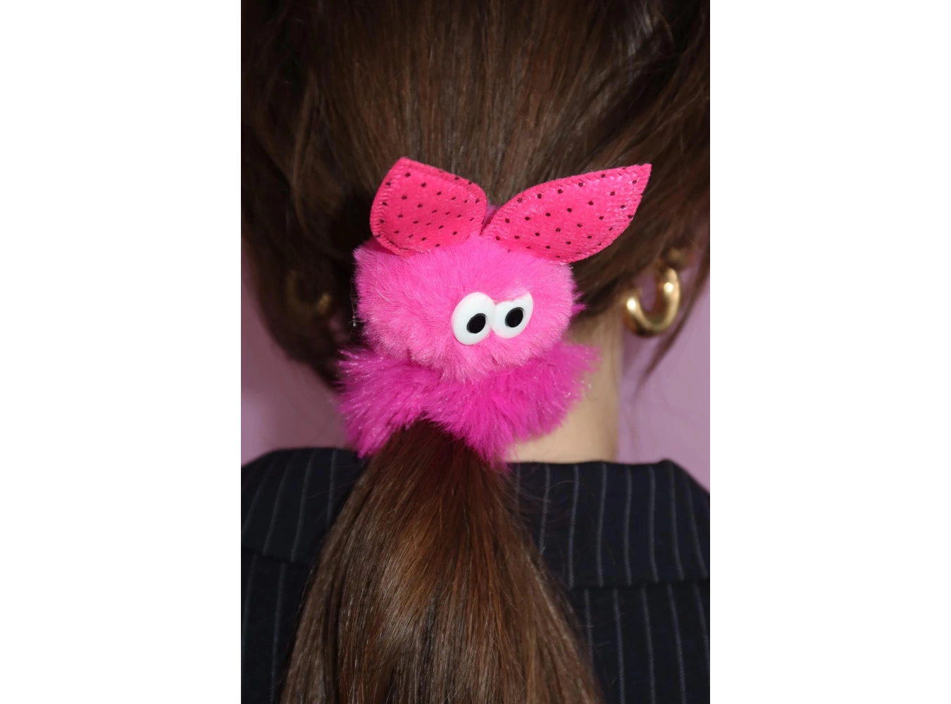 Fuşya Renk Tavşan Figürlü Peluş Simit Toka