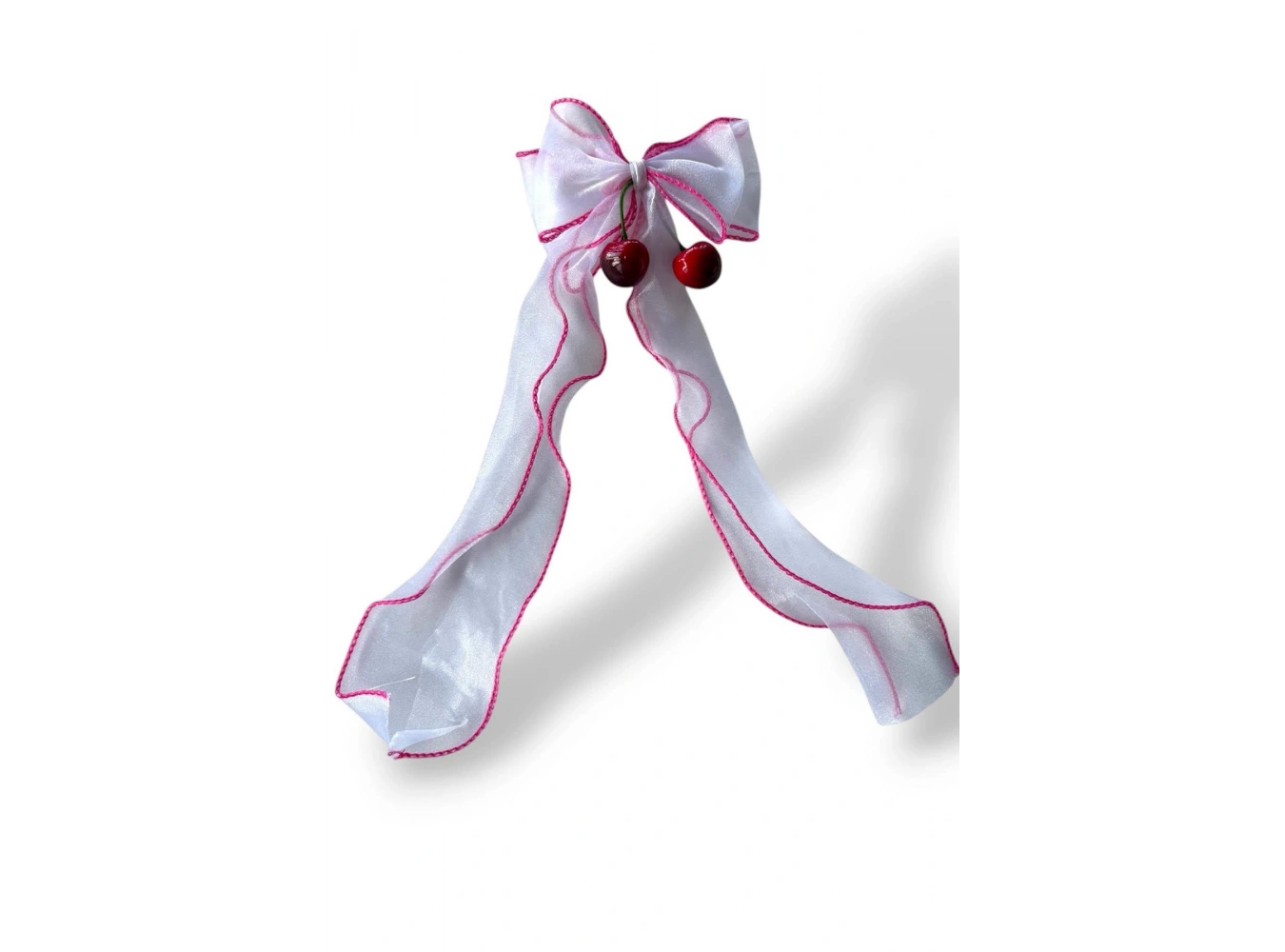 Fuşya Ve Beyaz Renk Kiraz Figürlü Otoma Toka