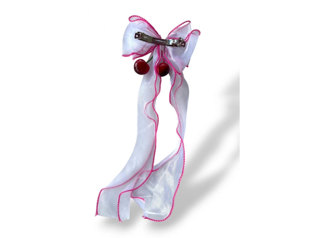 Fuşya Ve Beyaz Renk Kiraz Figürlü Otoma Toka