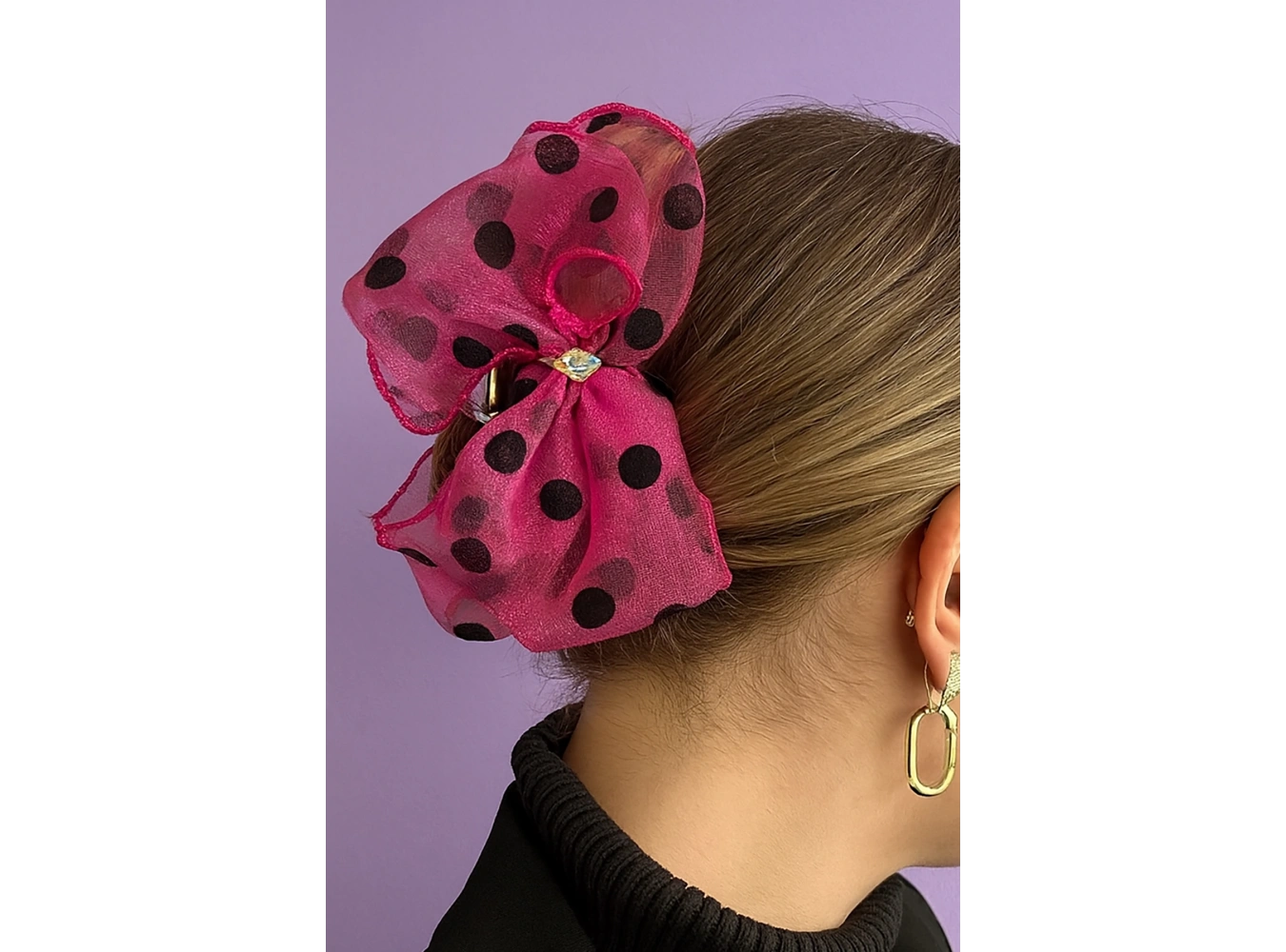 Fuşya Ve Siyah Renk Kurdele Figürlü Mandal Toka