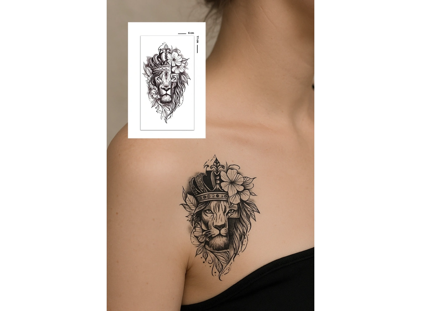 Geçici Aslan Figürlü Mini Dövme Tattoo