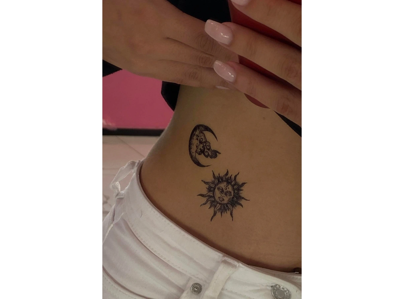 Geçici Ay Ve Güneş Figürlü Dövme Tatto