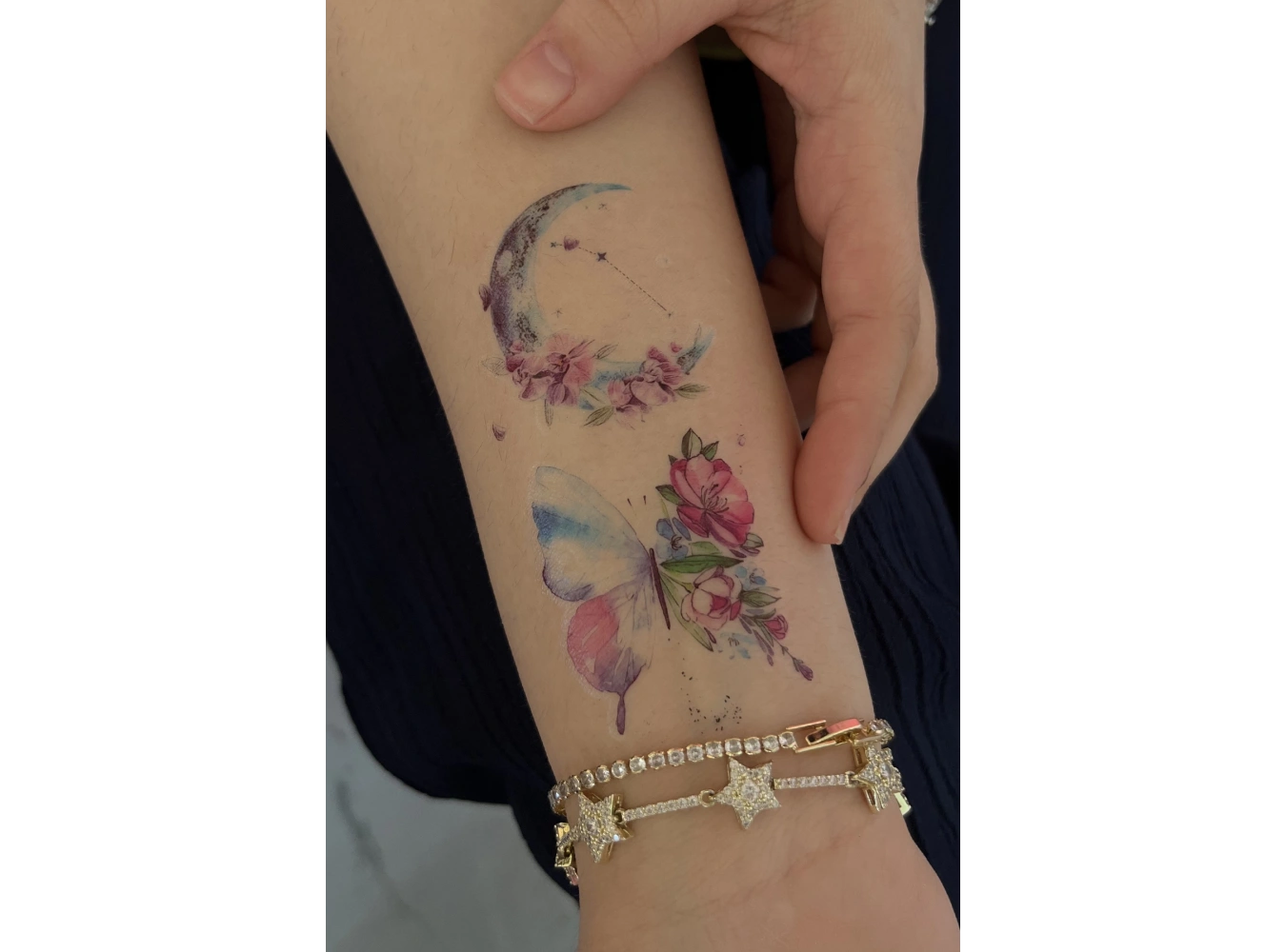 Geçici Ay Ve Kelebek Figürlü Mini Dövme Tattoo