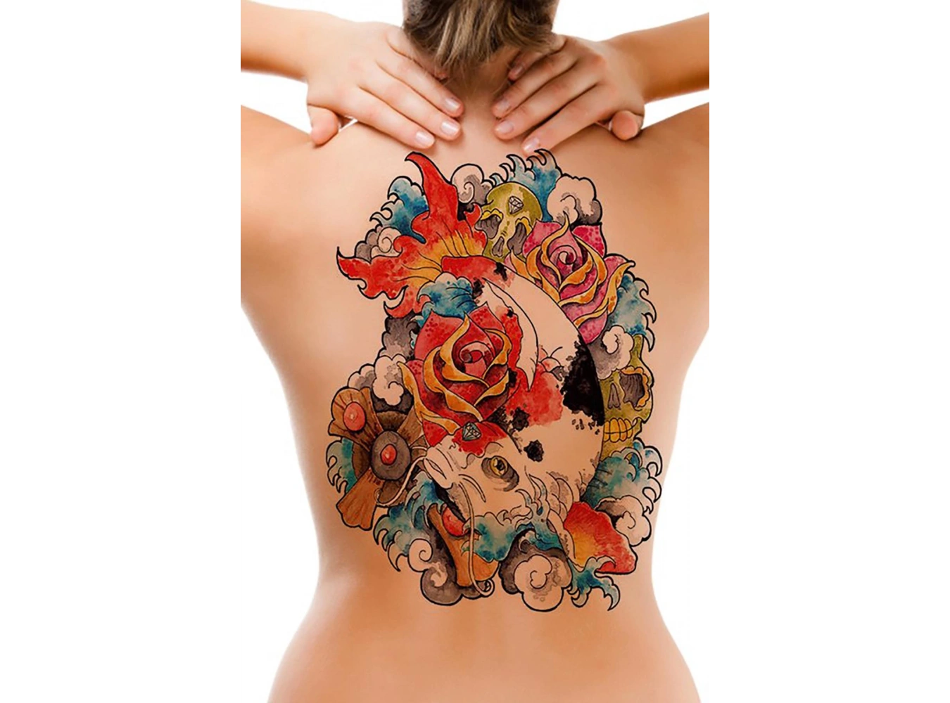 Geçici Balık Modelli Sırt Dövme Tattoo