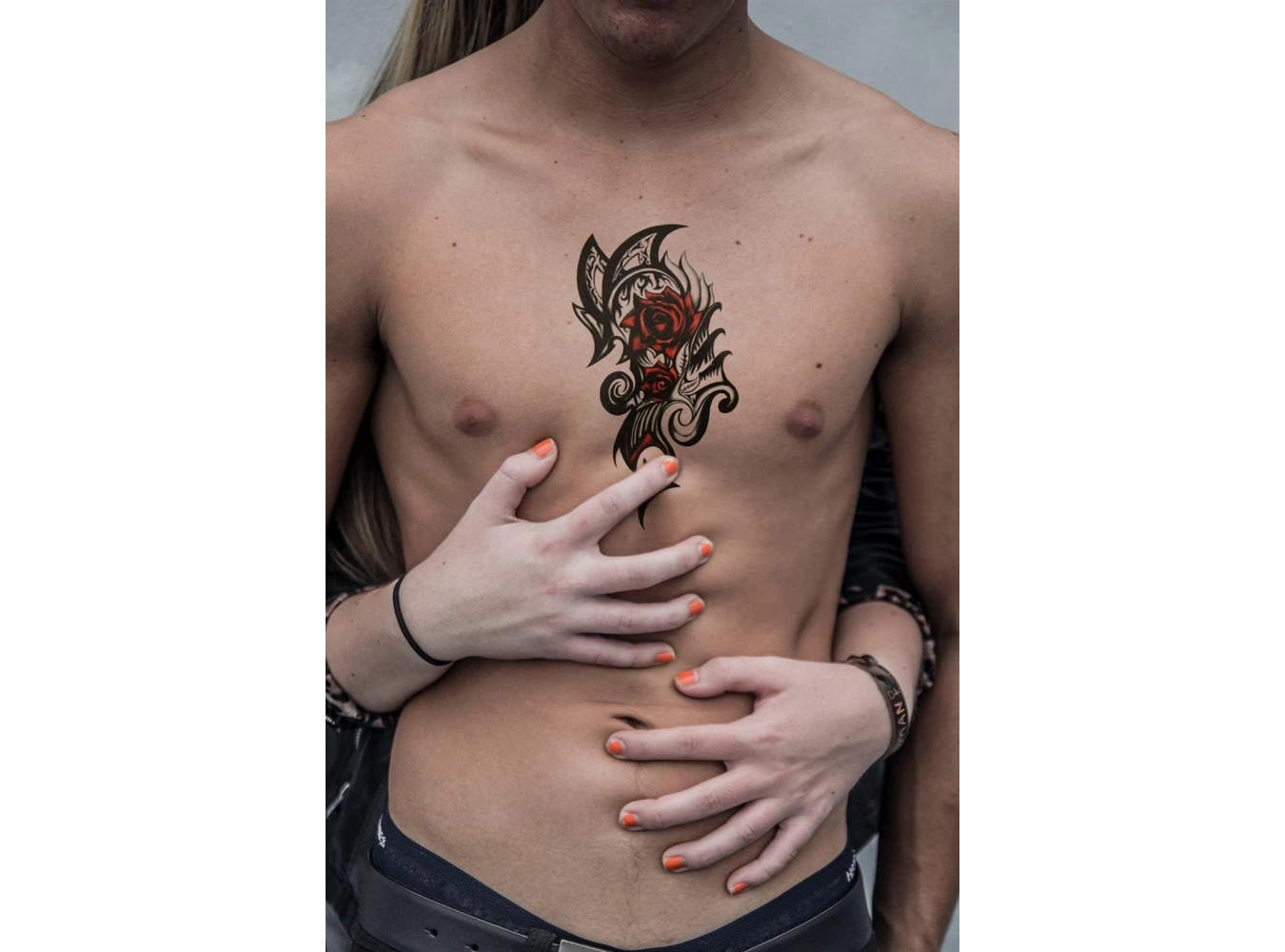 Geçici Büyük Boy Tribal Gül Dövme Tattoo