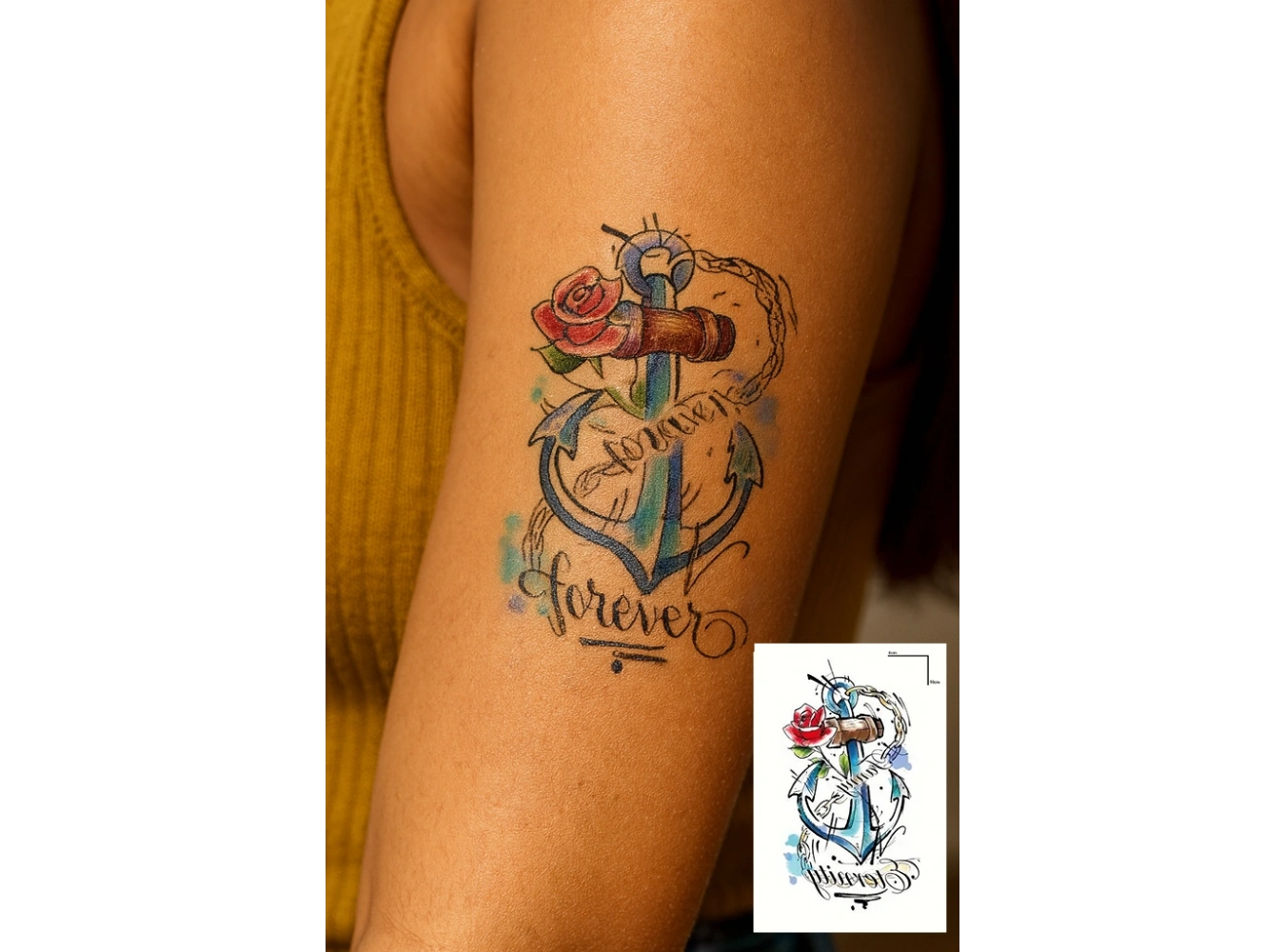 Geçici Çapa Figürlü Mini Dövme Tattoo