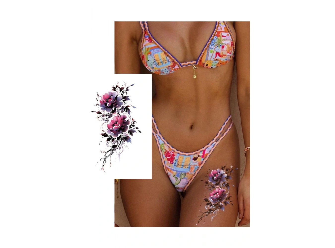 Geçici Çiçek Figürlü Büyük Boy Dövme Tattoo