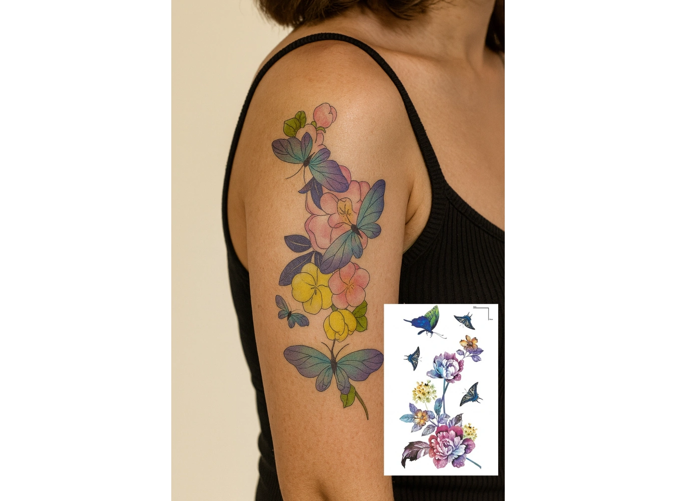 Geçici Çiçek Figürlü Dövme Tattoo