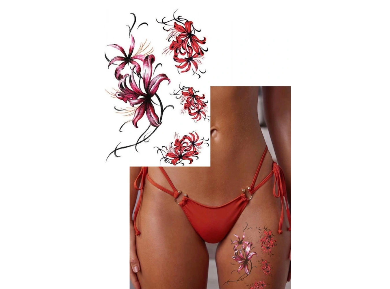 Geçici Çiçek Figürlü Dövme Tattoo