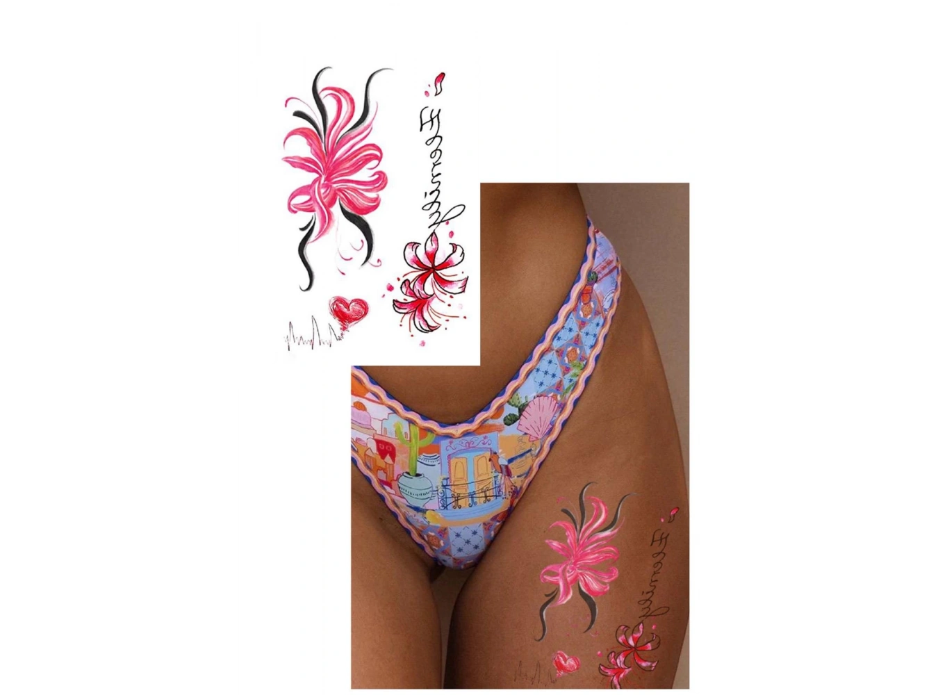 Geçici Çiçek Figürlü Dövme Tattoo