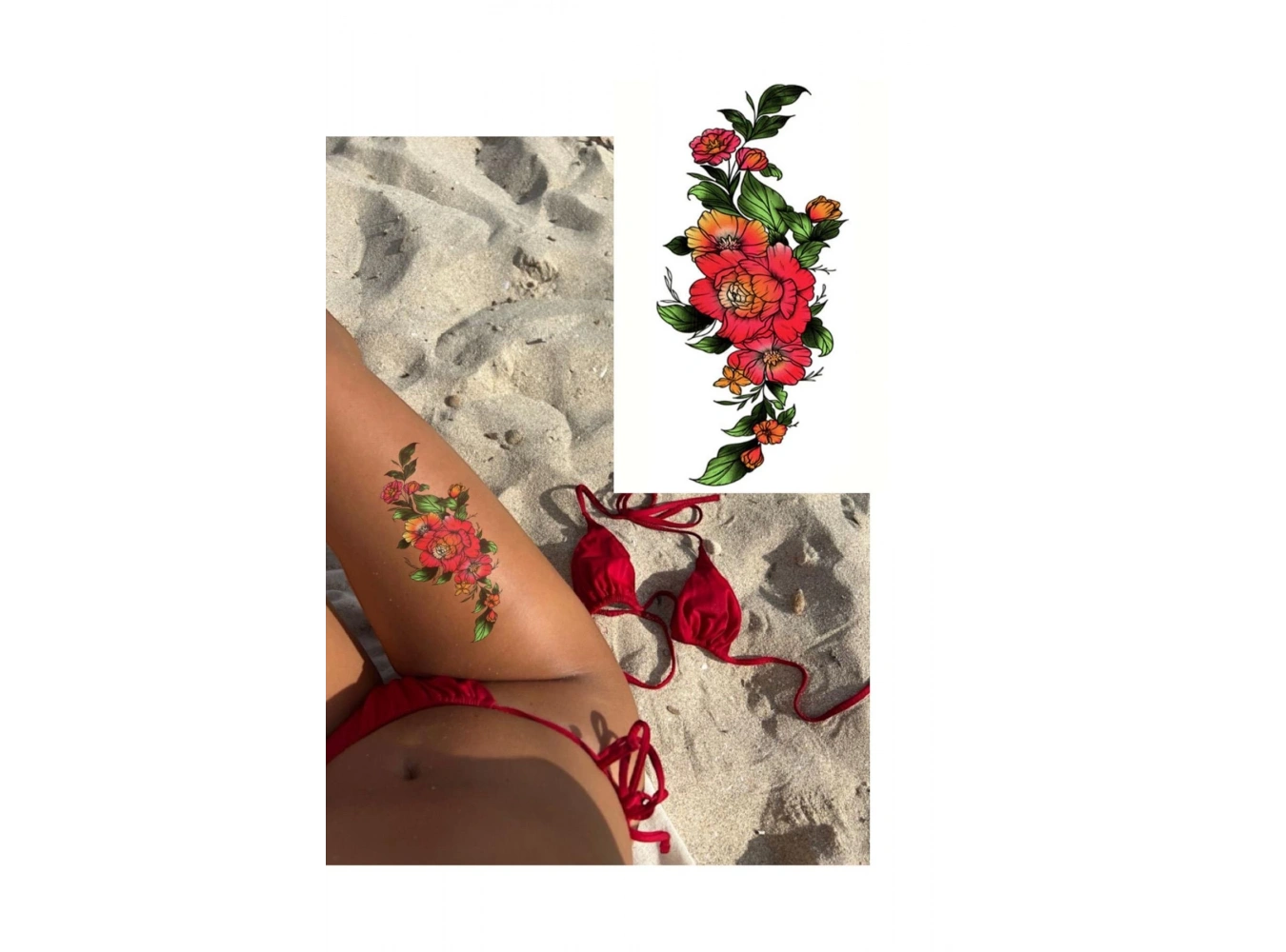 Geçici Çiçek Figürlü Dövme Tattoo