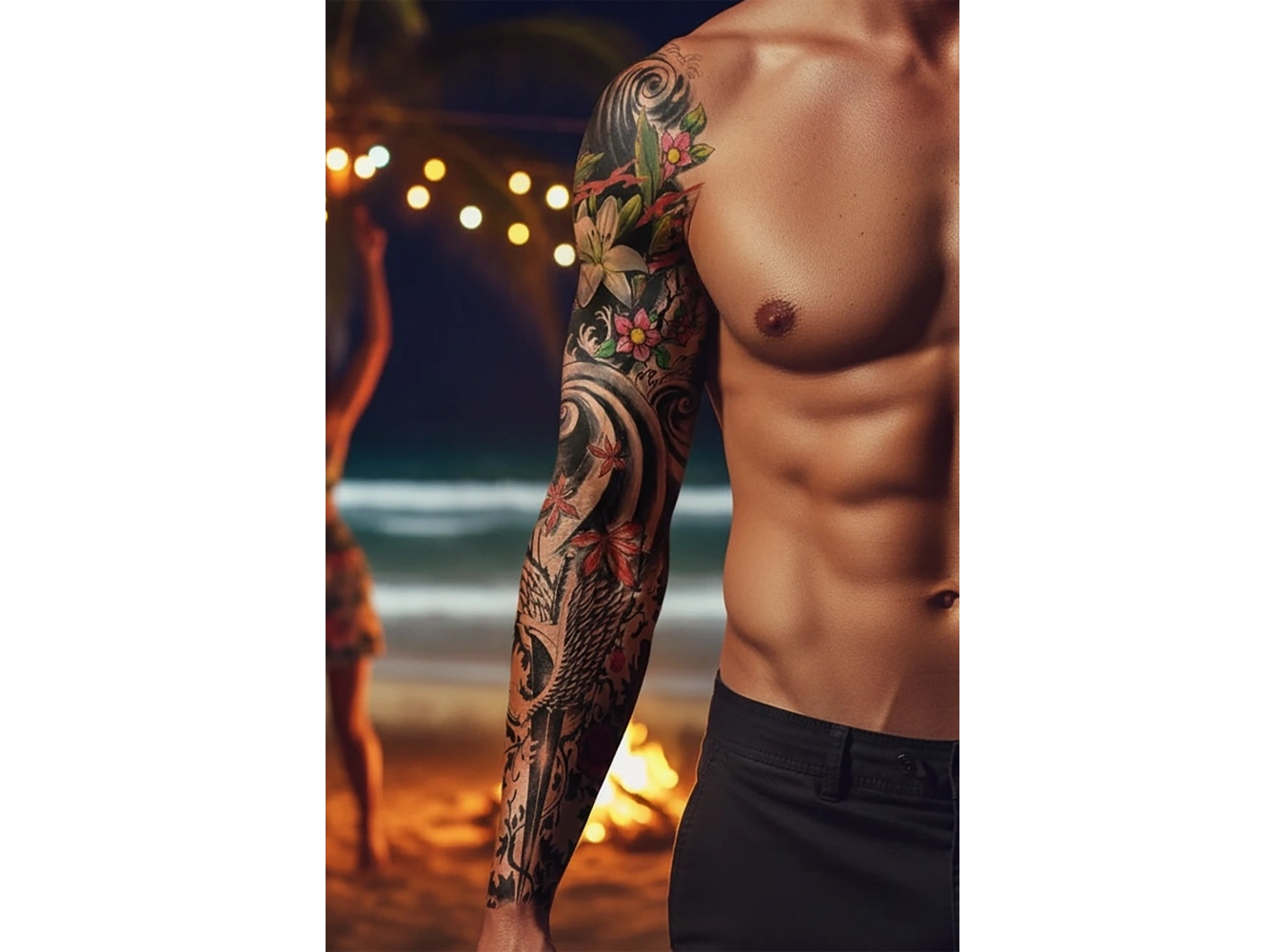 Geçici Çiçek Figürlü Kol Dövme Tattoo