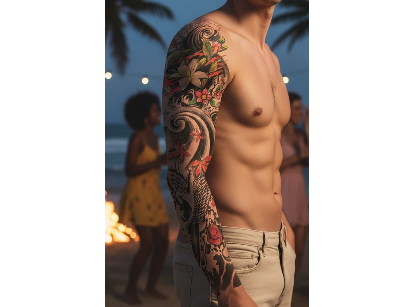 Geçici Çiçek Figürlü Kol Dövme Tattoo