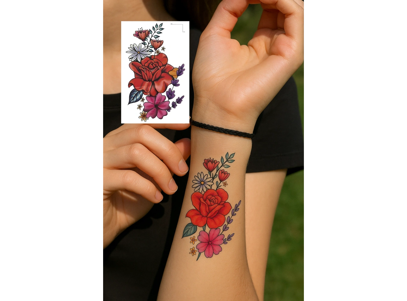Geçici Çiçek Figürlü Mini Dövme Tattoo