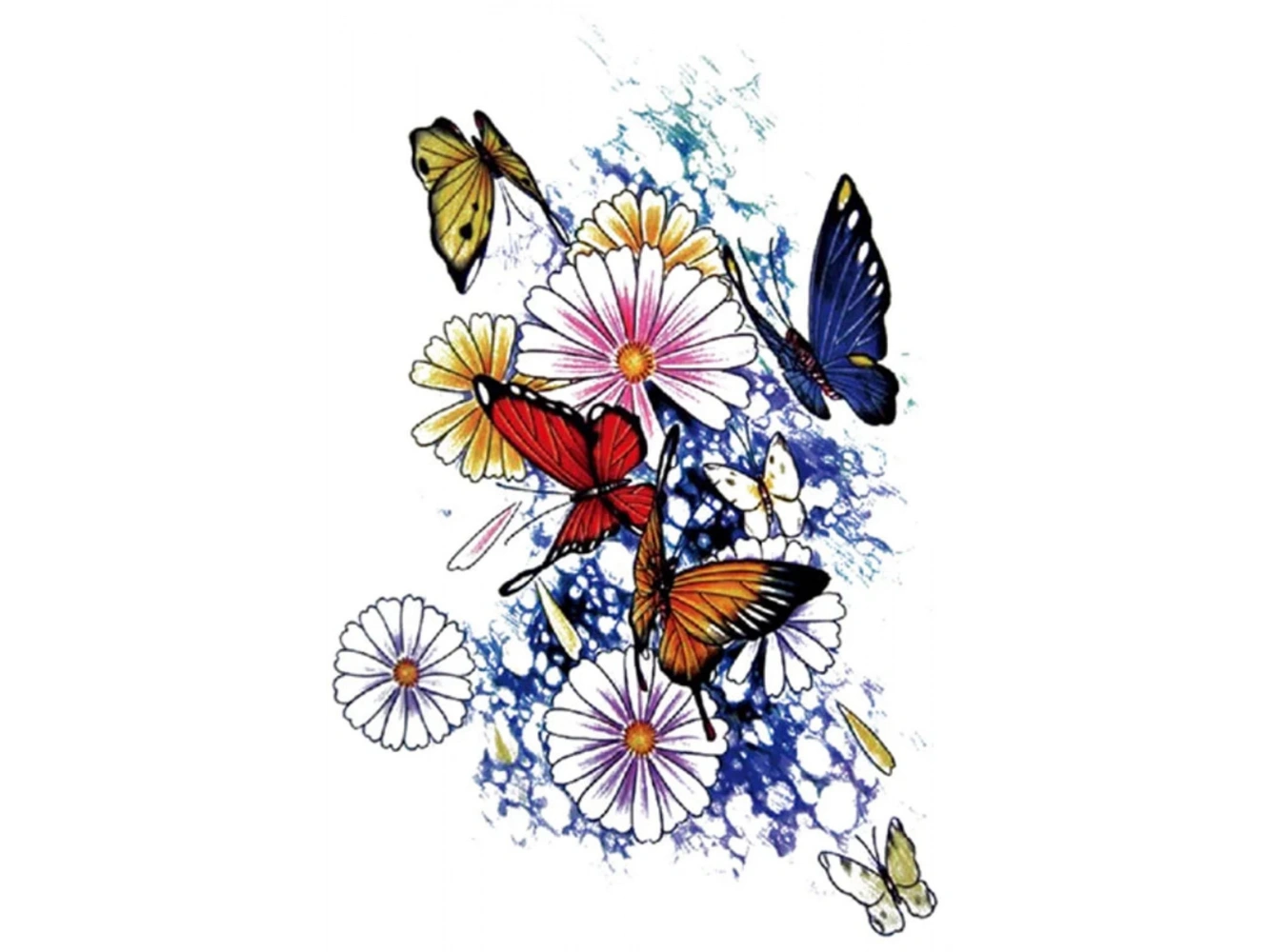 Geçici Çiçek Ve Kelebek Figürlü Dövme Tattoo