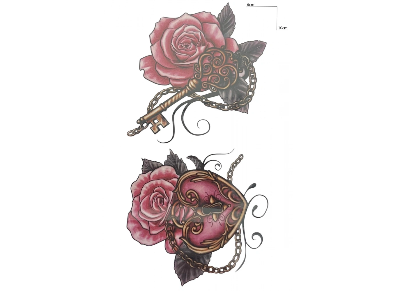 Geçici Çiçek Ve Kilit Figürlü Mini Dövme Tattoo