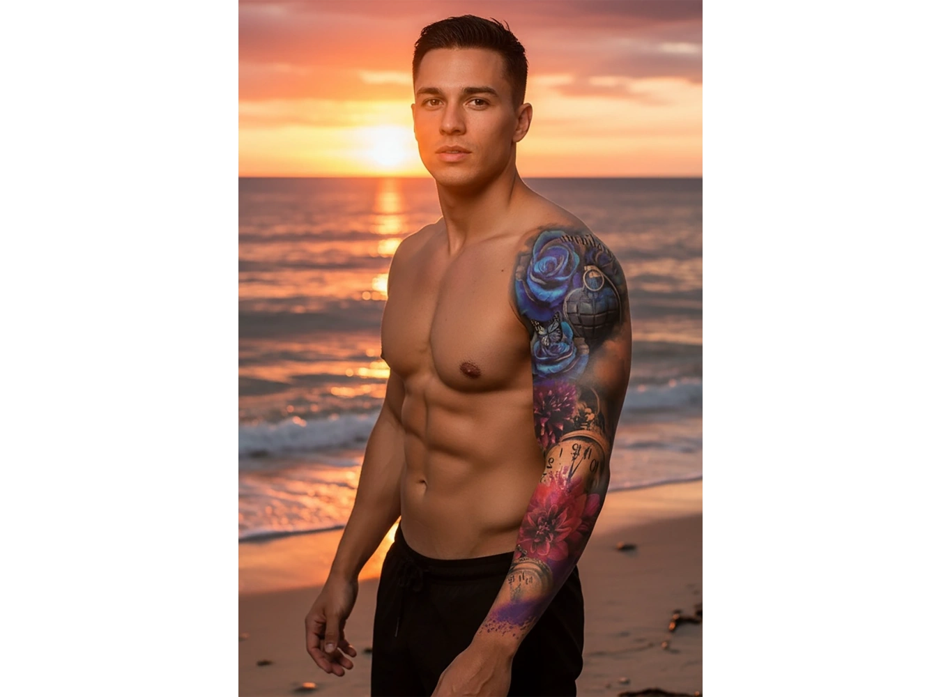 Geçici Çiçek ve Saat Kol Dövme Tattoo