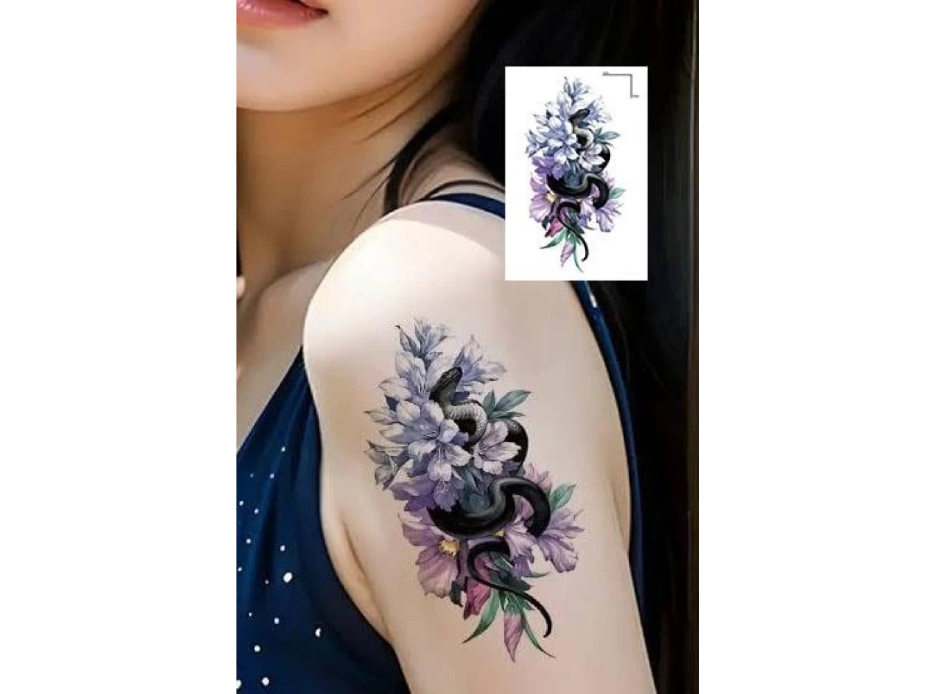 Geçici Çiçek Ve Yılan Figürlü Mini Dövme Tattoo