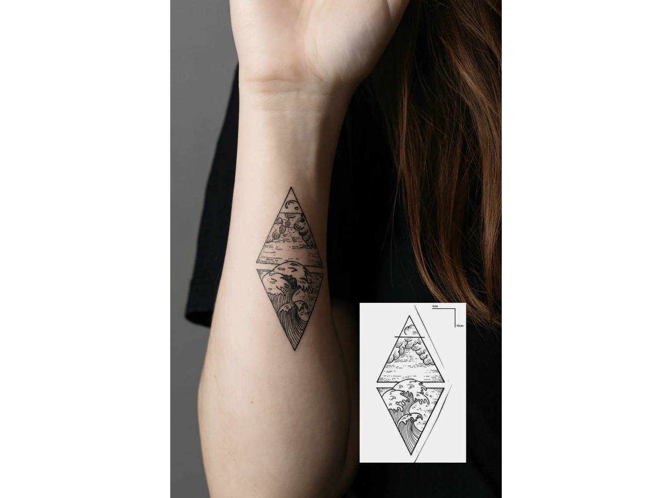 Geçici Dalga Figürlü Mini Dövme Tattoo