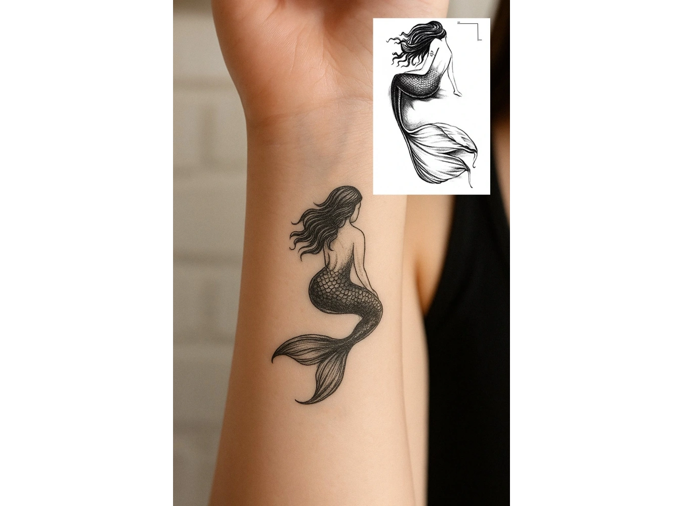 Geçici Deniz Kızı Figürlü Mini Dövme Tattoo