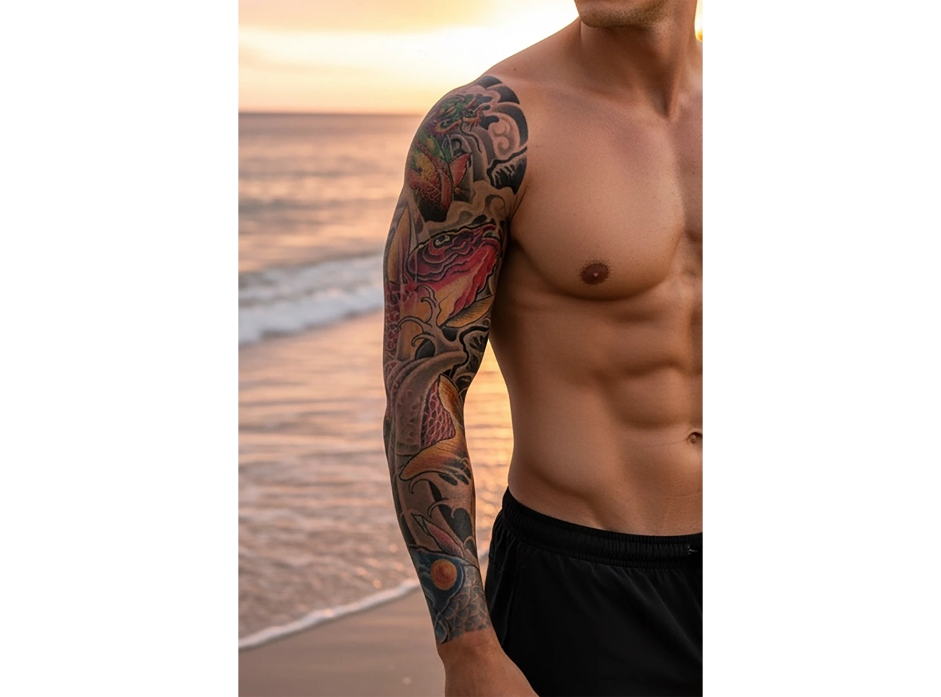 Geçici Ejderha ve Balık Kol Dövmesi