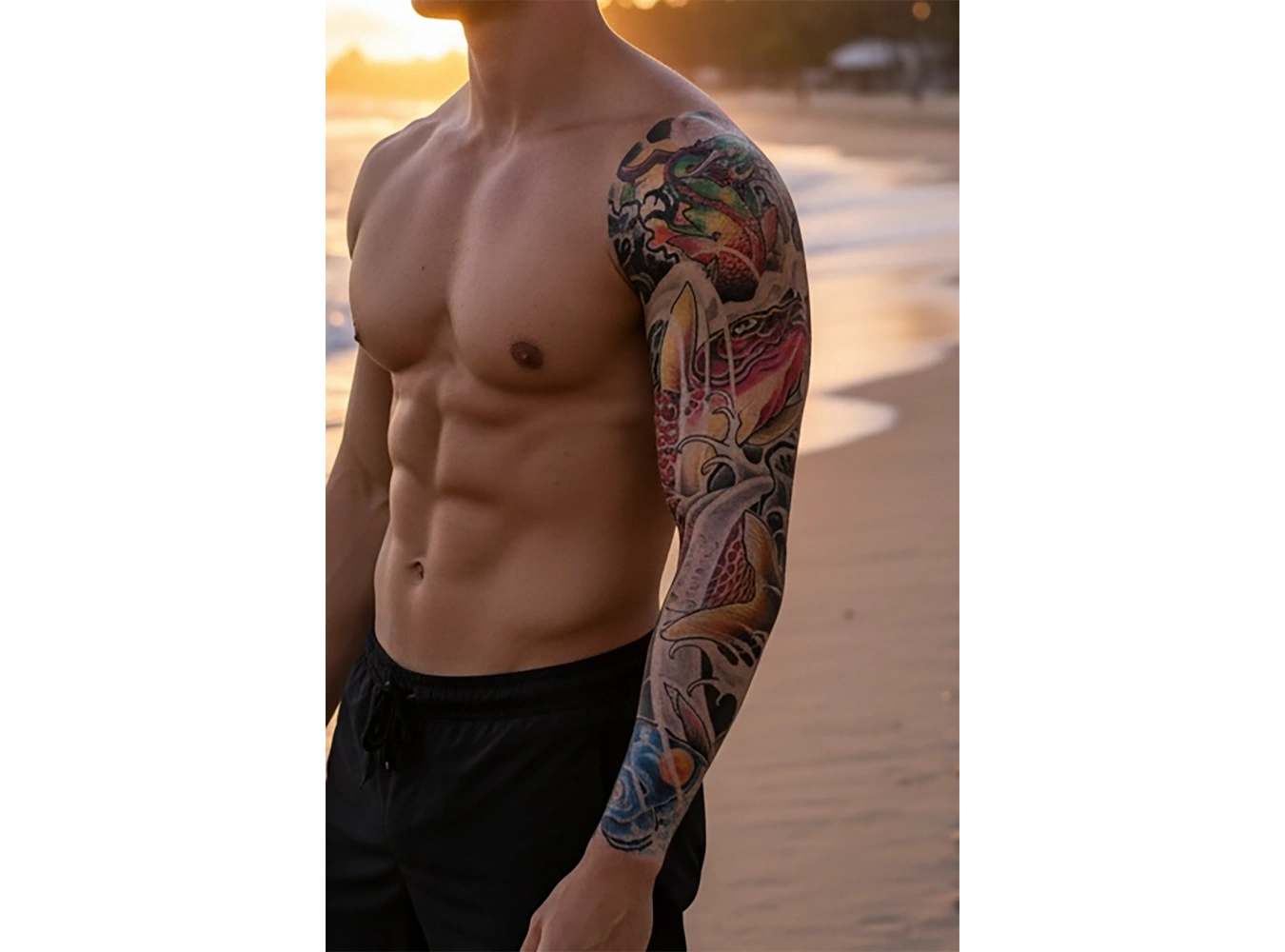 Geçici Ejderha ve Balık Kol Dövmesi