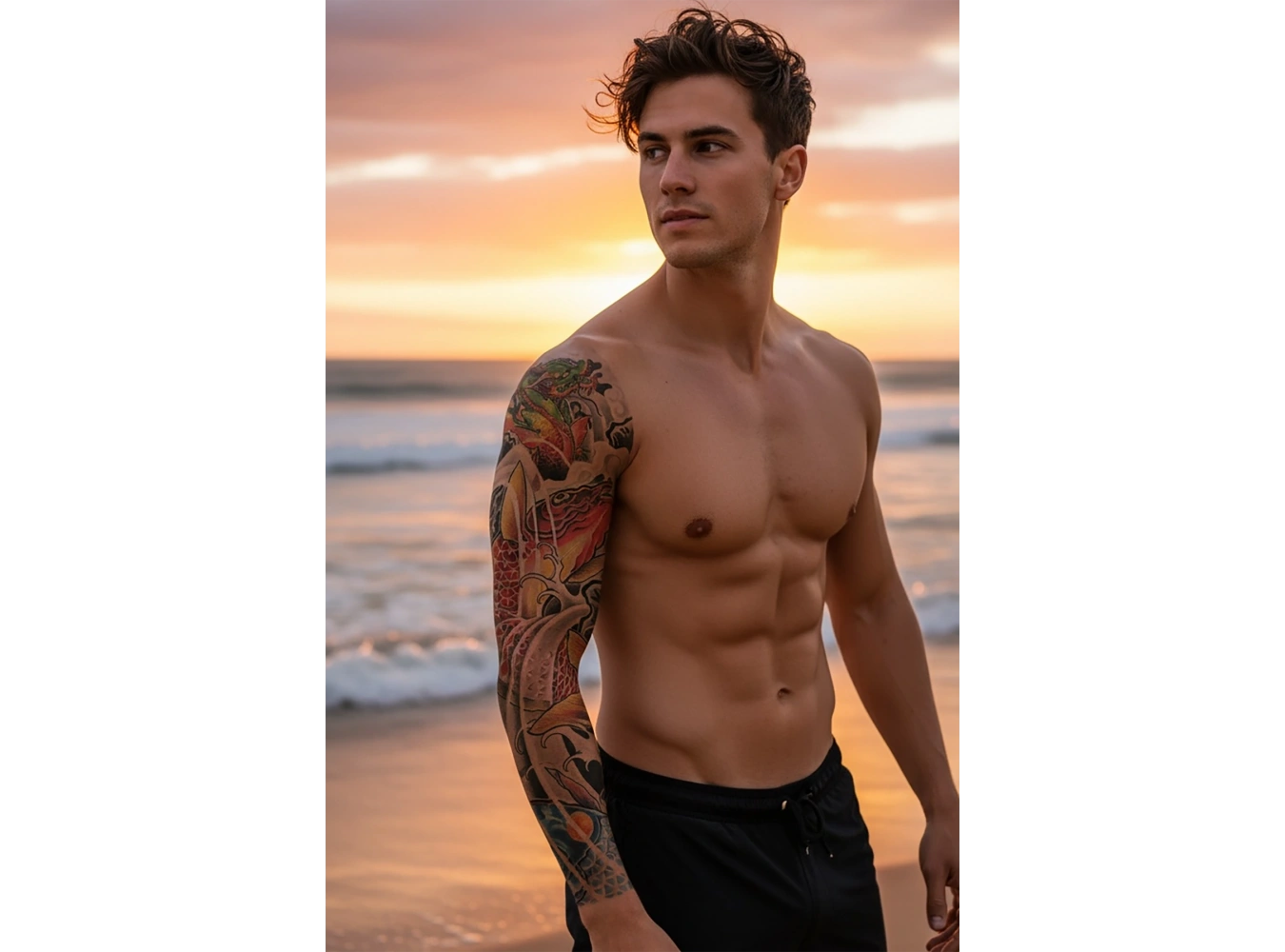 Geçici Ejderha ve Balık Kol Dövmesi