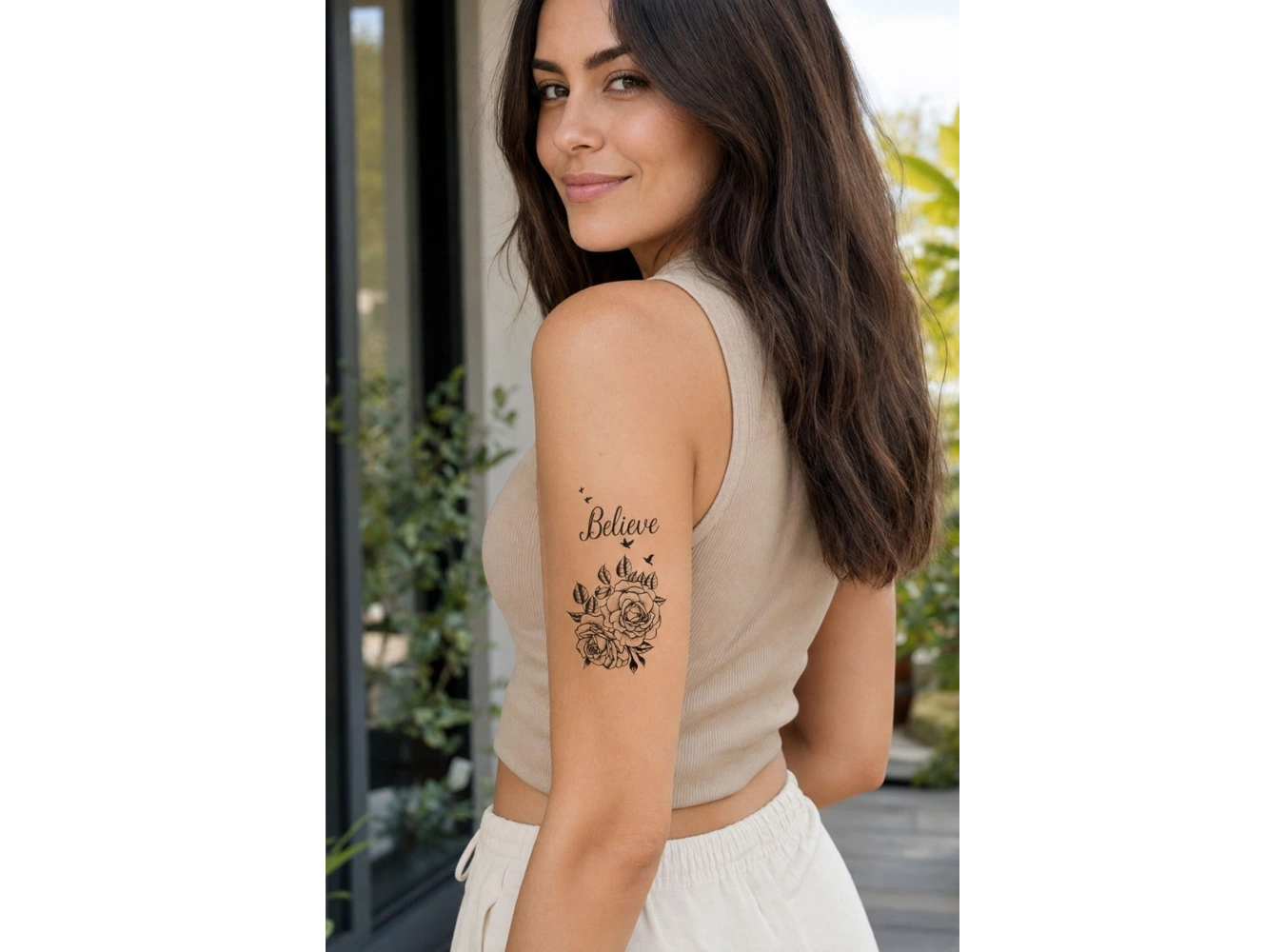 Geçici El Üstü Gül Dövme Tattoo