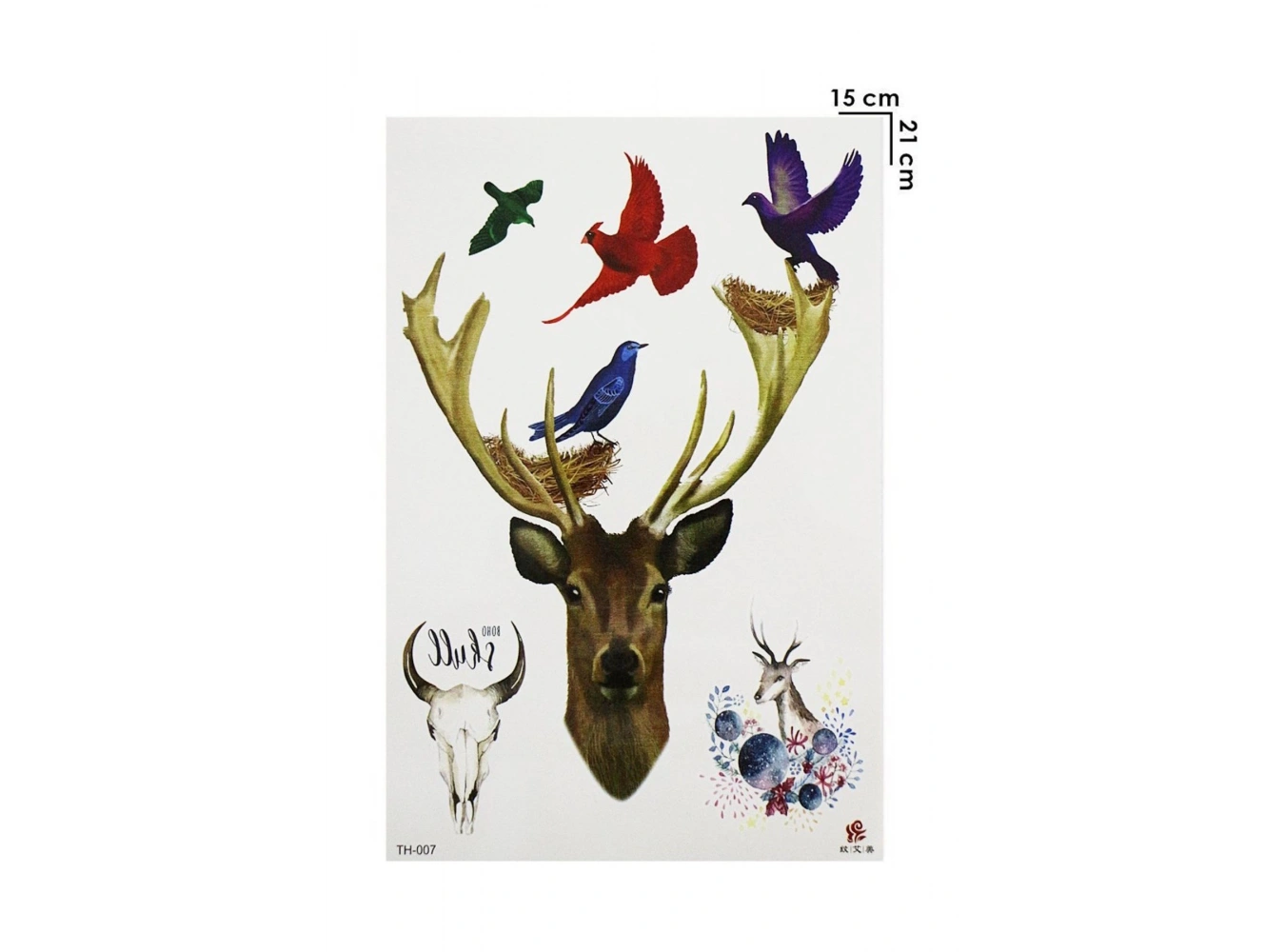 Geçici Geyik Kuş Dövme Tattoo