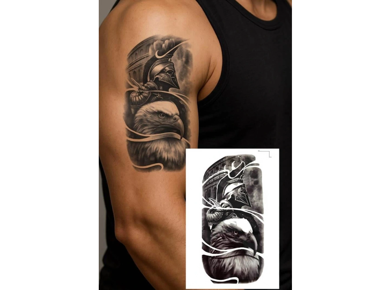 Geçici Gladyatör Ve Kartal Figürlü Dövme Tattoo