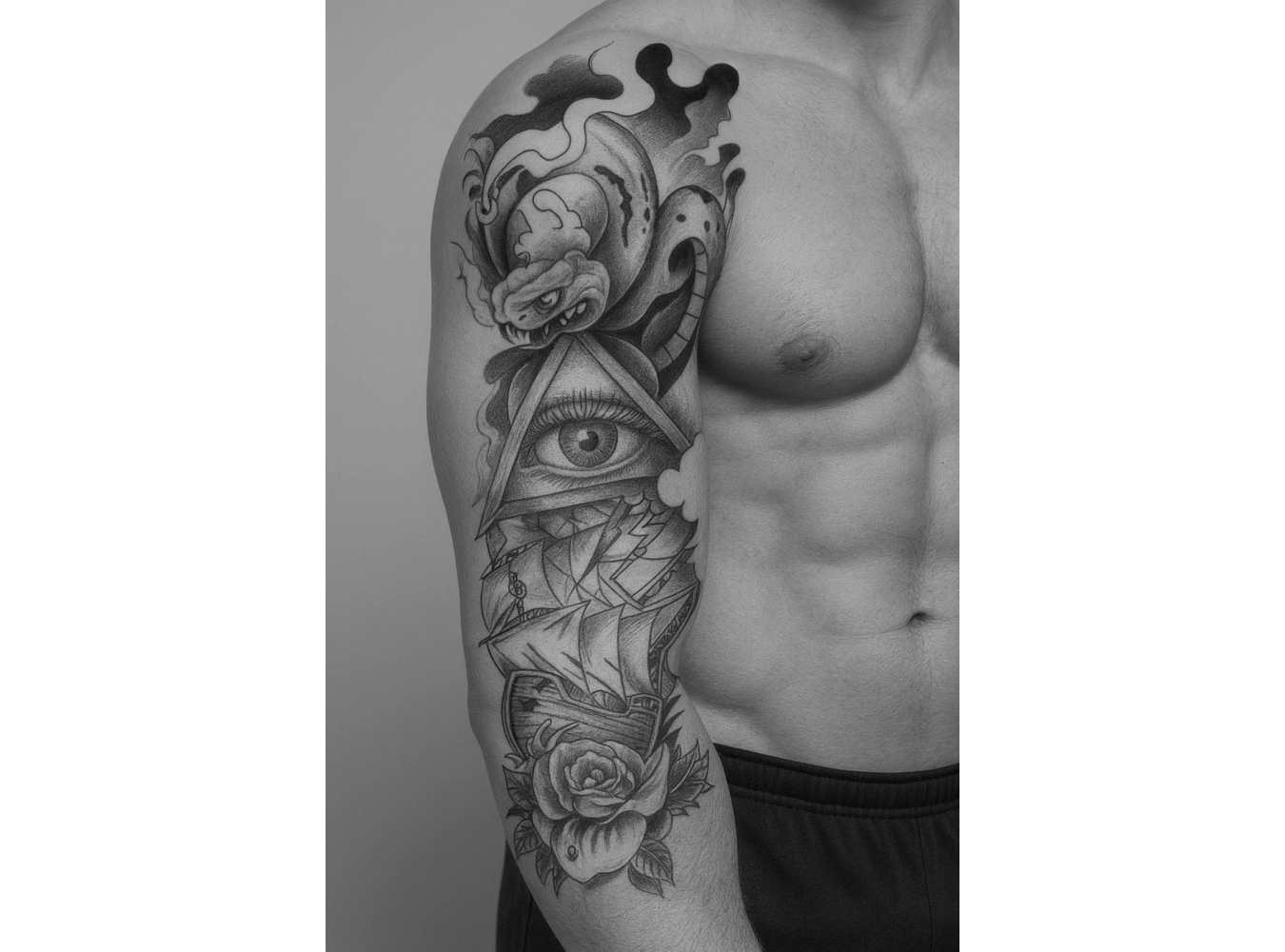 Geçici Göz Ve Çiçek Figürlü Dövme Tattoo