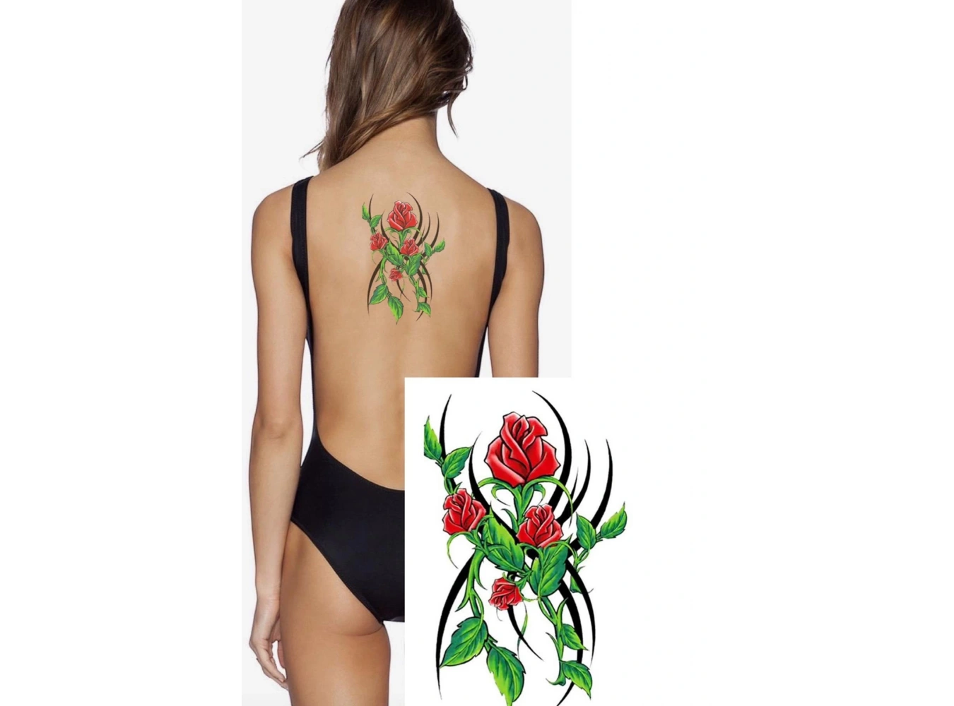 Geçici Gül Figürlü Dövme Tattoo