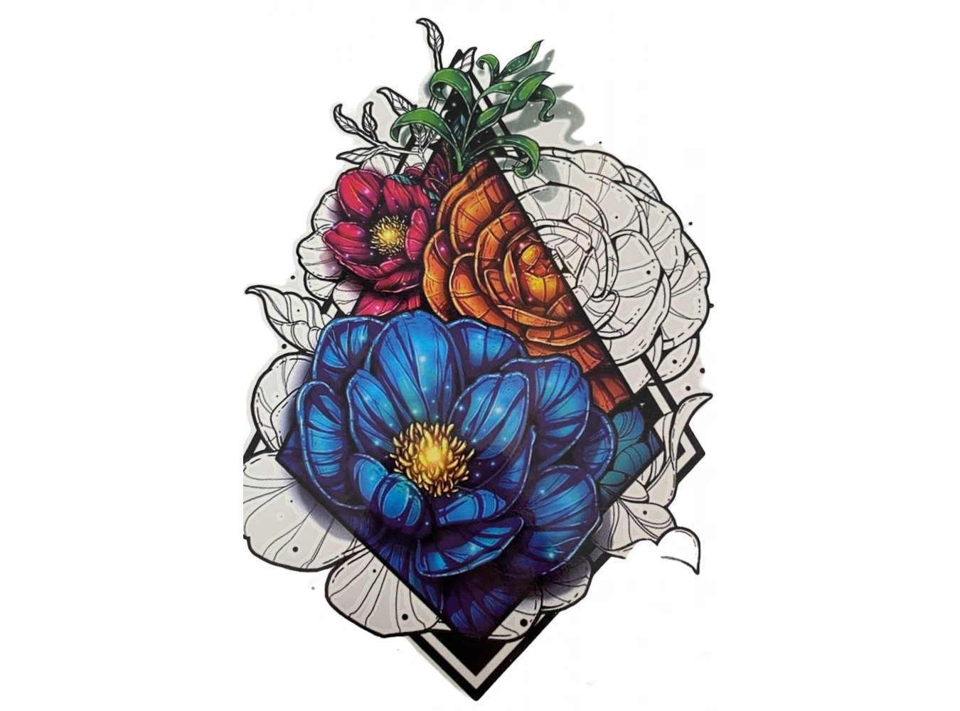 Geçici Gül Figürlü Dövme Tattoo