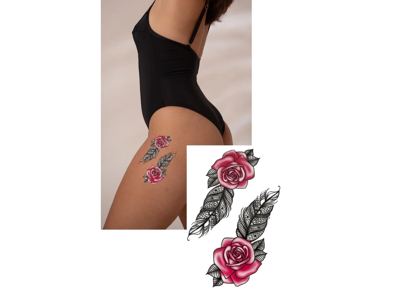 Geçici Gül Figürlü Dövme Tattoo