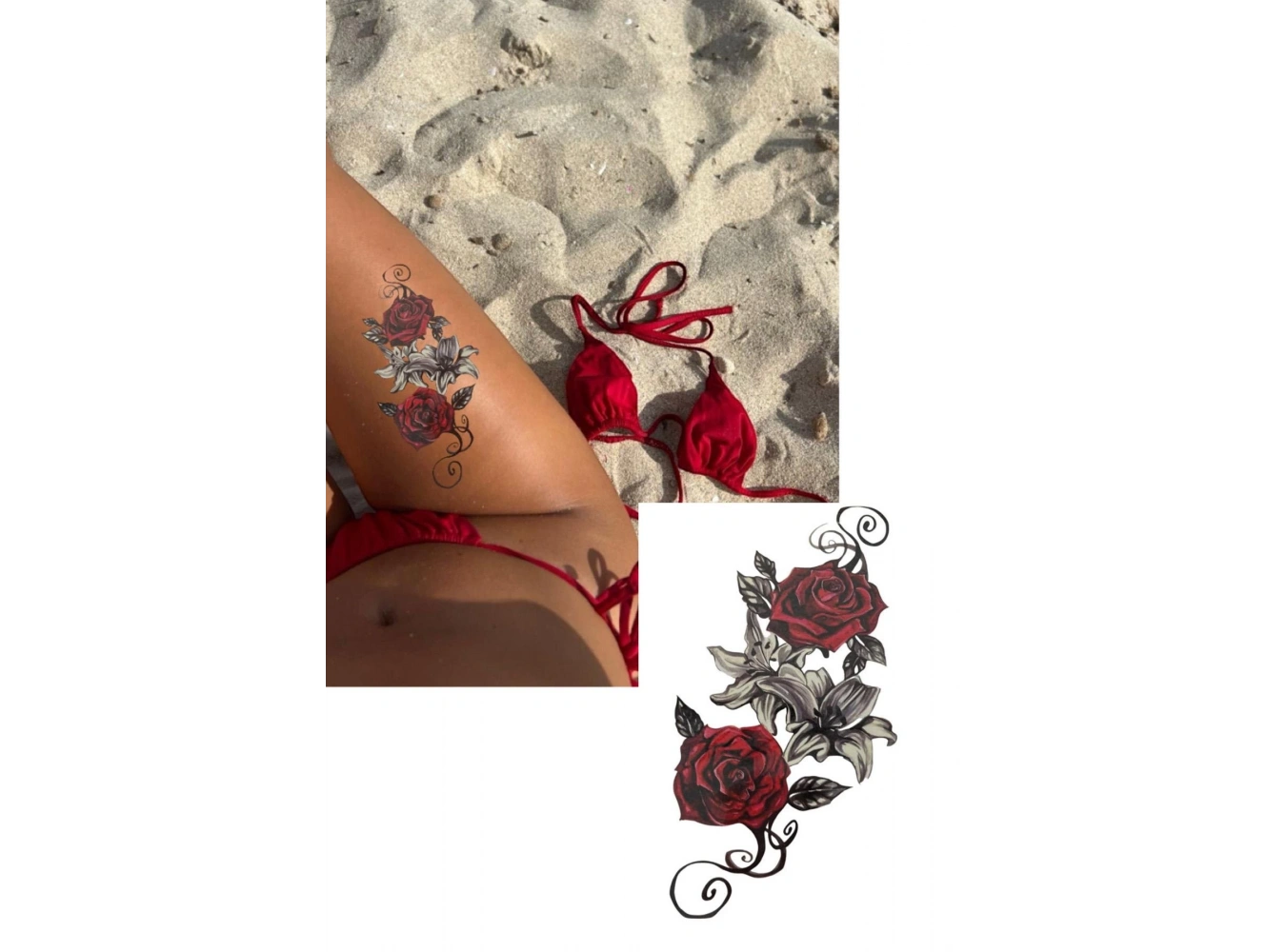 Geçici Gül Figürlü Dövme Tattoo