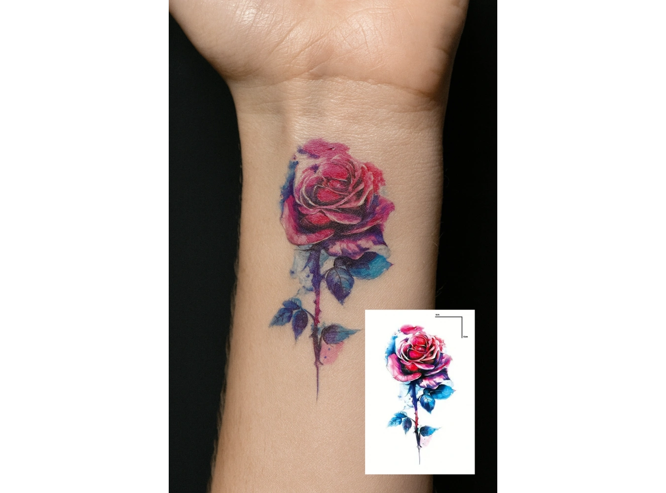 Geçici Gül Figürlü Mini Dövme Tattoo