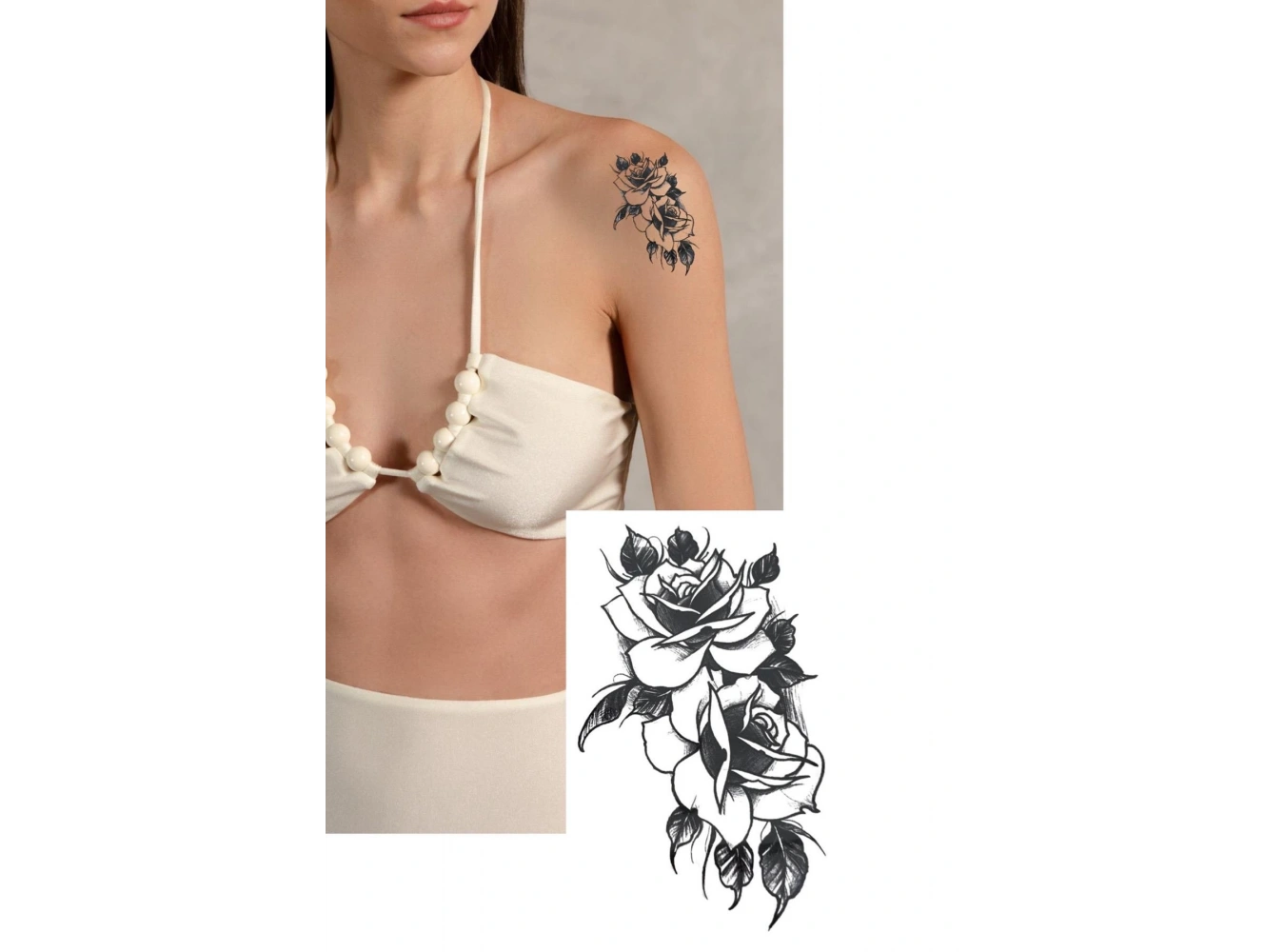 Geçici Gül Figürlü Mini Dövme Tattoo