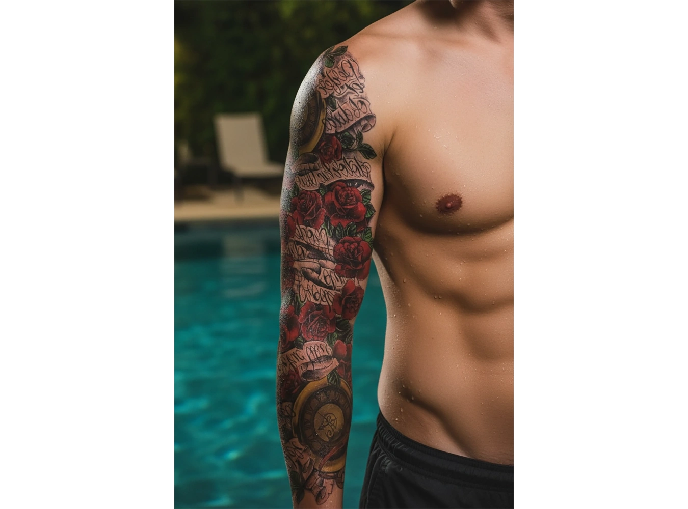 Geçici Gül Modelli Kol Dövme Tattoo